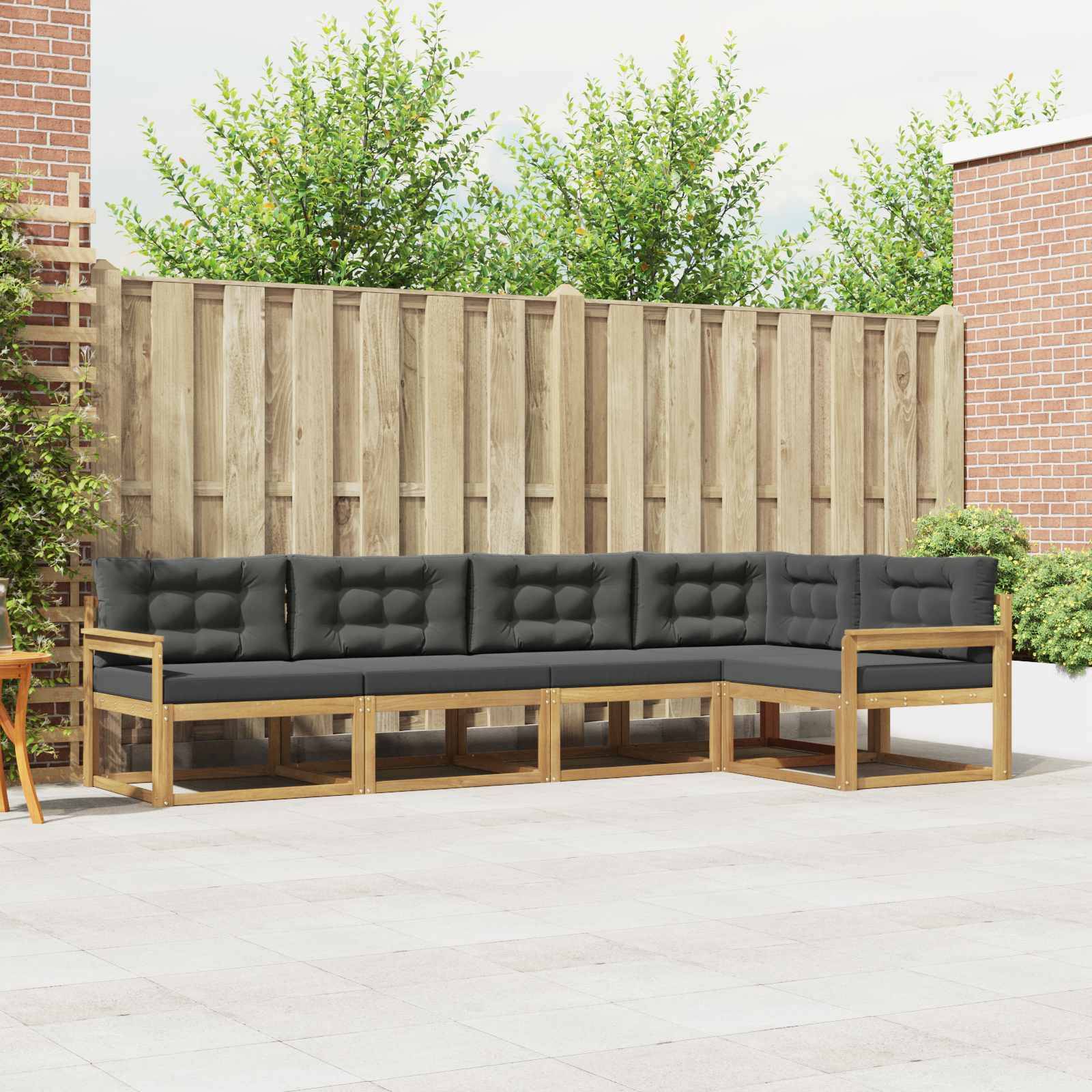 vidaXL Outdoor-Sofagarnitur 4 pcs Weiß und Anthrazit Polyester