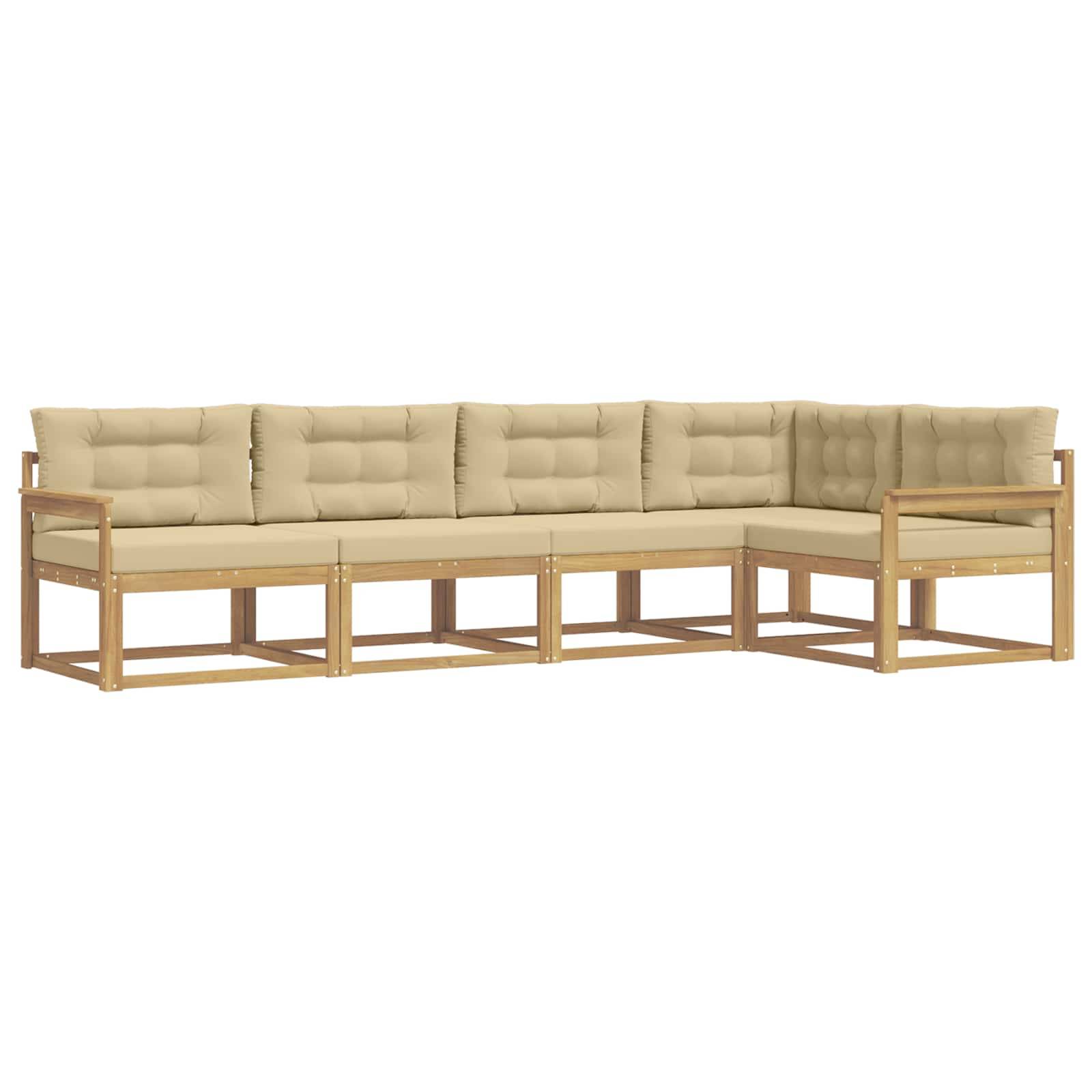 vidaXL Outdoor-Sofagarnitur mit Kissen 4 pcs Weiß und Beige Polyester