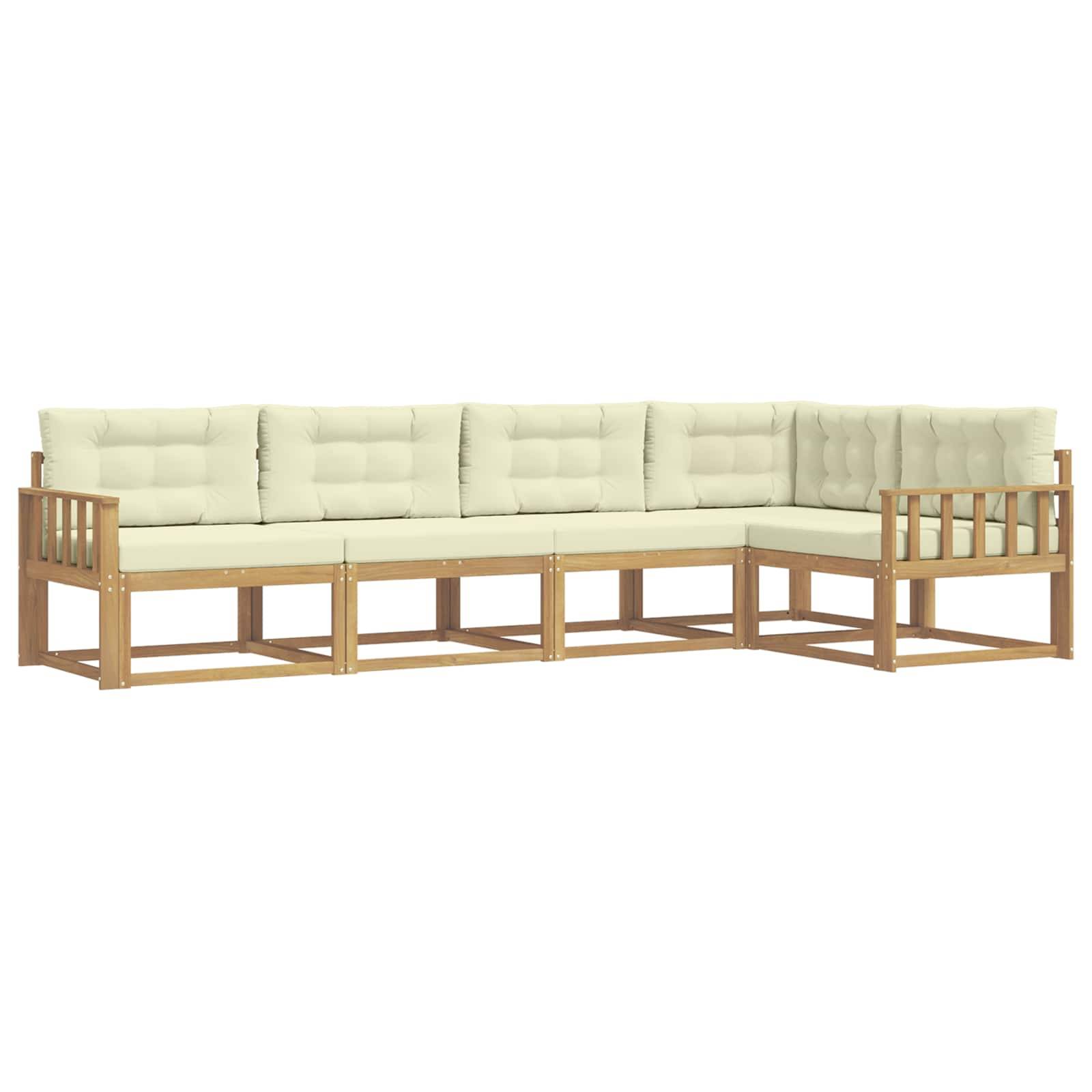 vidaXL Outdoor-Sofagarnitur mit Kissen 4 pcs Weiß und Creme Polyester