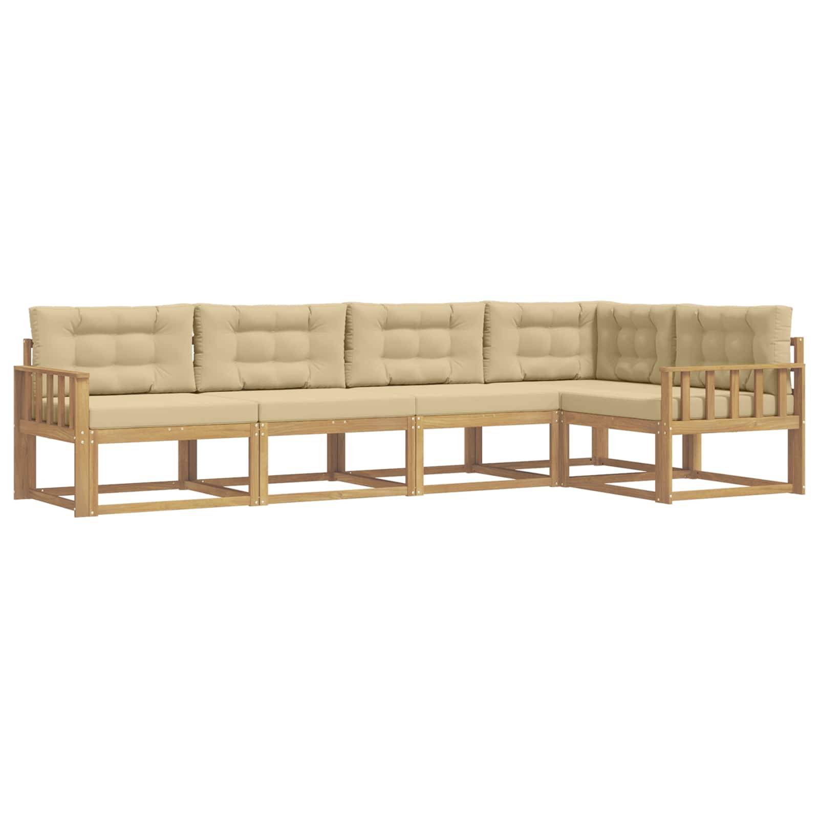 vidaXL Outdoor-Sofagarnitur mit Kissen 4 pcs Weiß und Beige Polyester