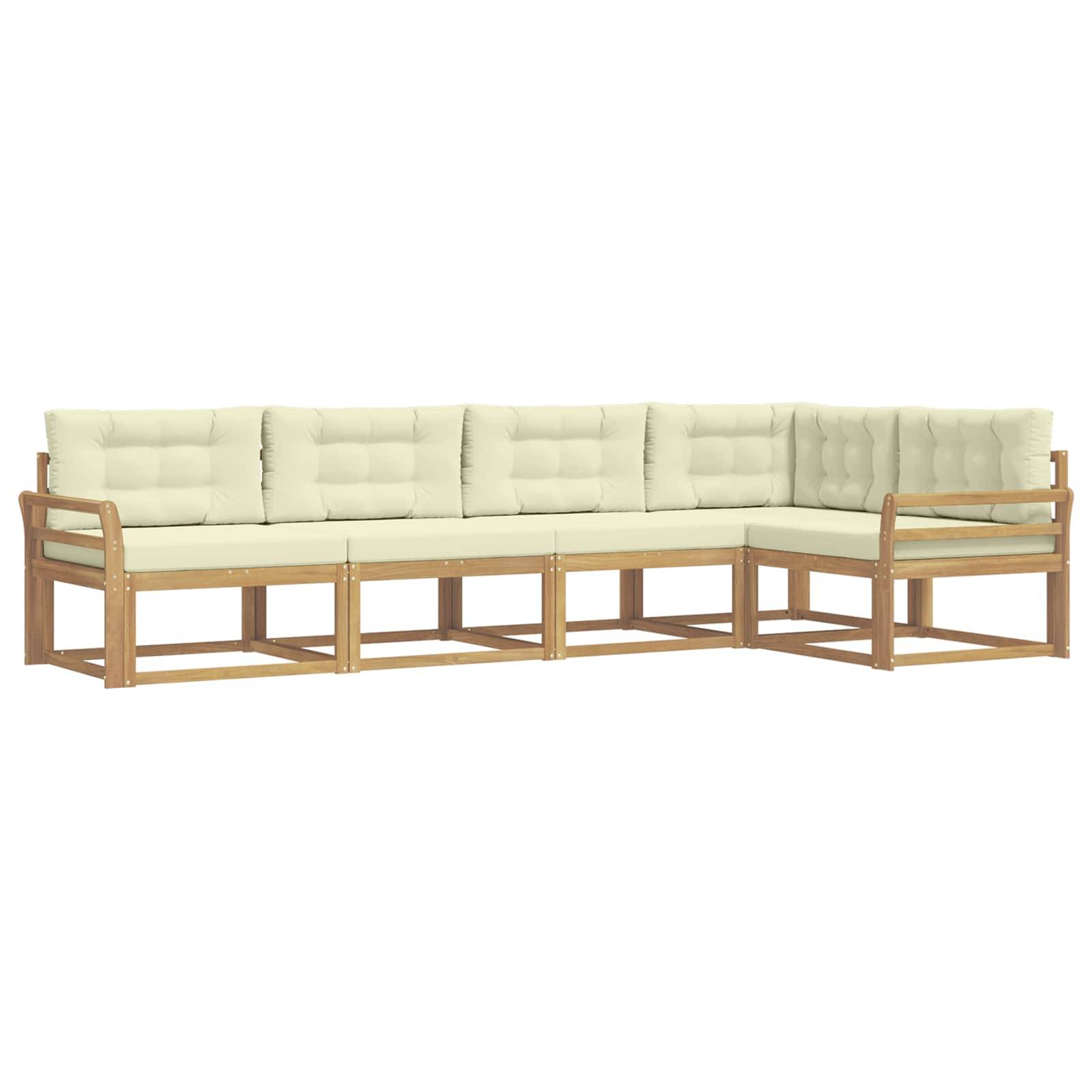 vidaXL Outdoor-Sofagarnitur mit Kissen 4 pcs Weiß und Creme Polyester