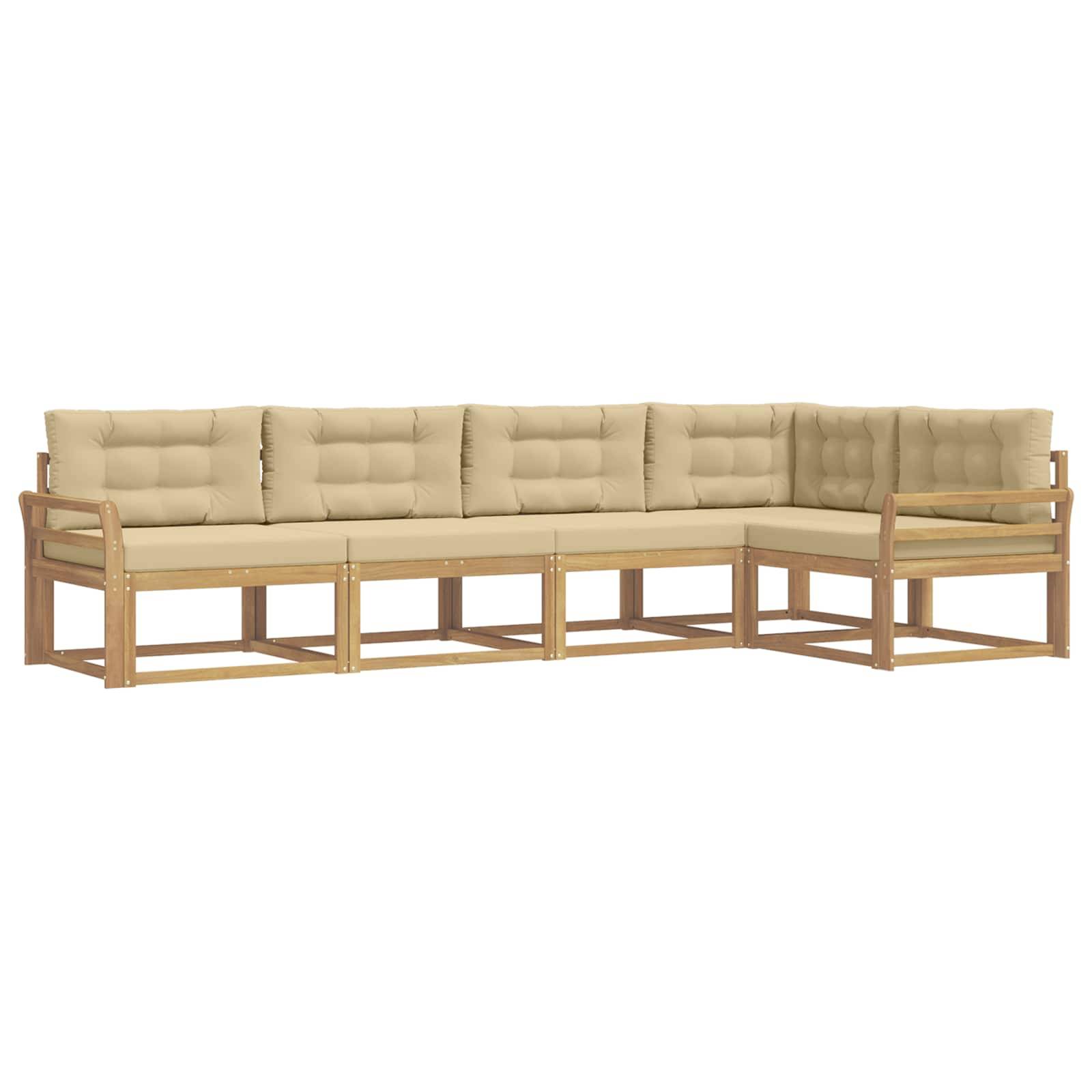 vidaXL Outdoor-Sofagarnitur mit Kissen 4 pcs Weiß und Beige Polyester