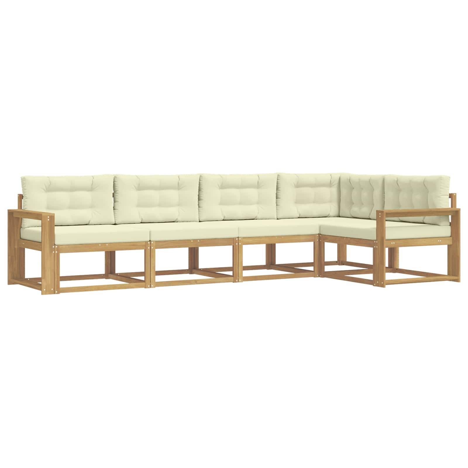vidaXL Outdoor-Sofagarnitur mit Kissen 4 pcs Weiß und Creme Polyester