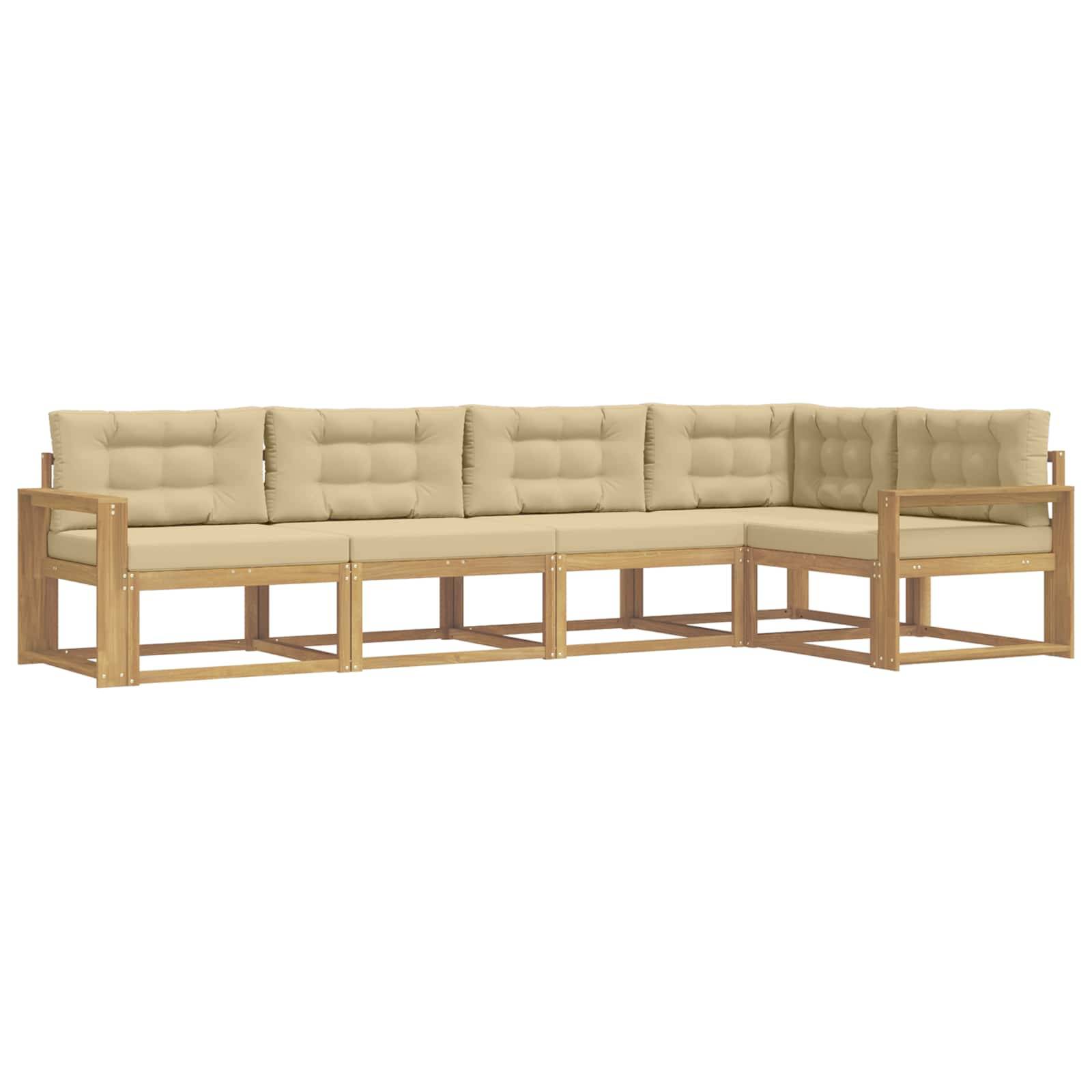 vidaXL Outdoor-Sofagarnitur mit Kissen 4 pcs Weiß und Beige Polyester