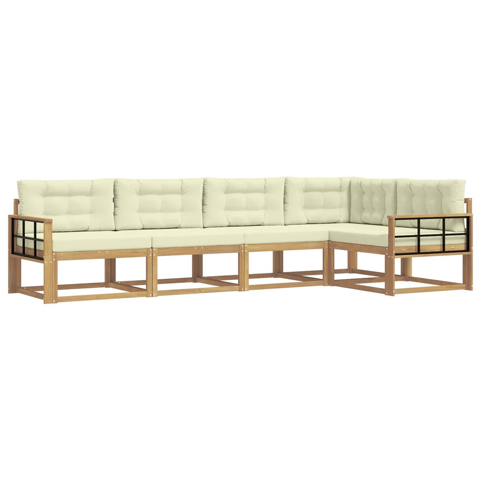 vidaXL Outdoor-Sofagarnitur mit Kissen 4 pcs Weiß und Creme Polyester