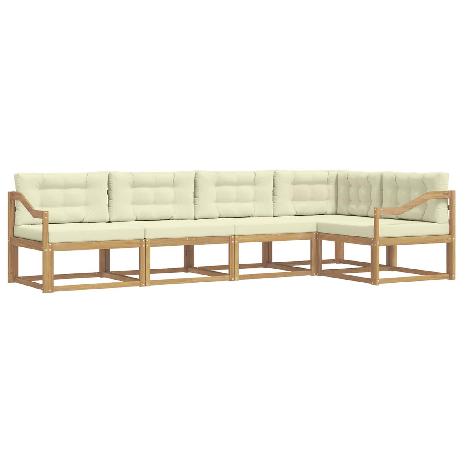 vidaXL Outdoor-Sofagarnitur mit Kissen 4 pcs Weiß und Creme Polyester