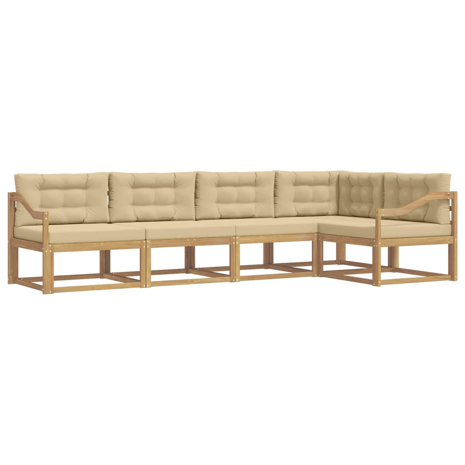 vidaXL Outdoor-Sofagarnitur mit Kissen 4 pcs Weiß und Beige Polyester