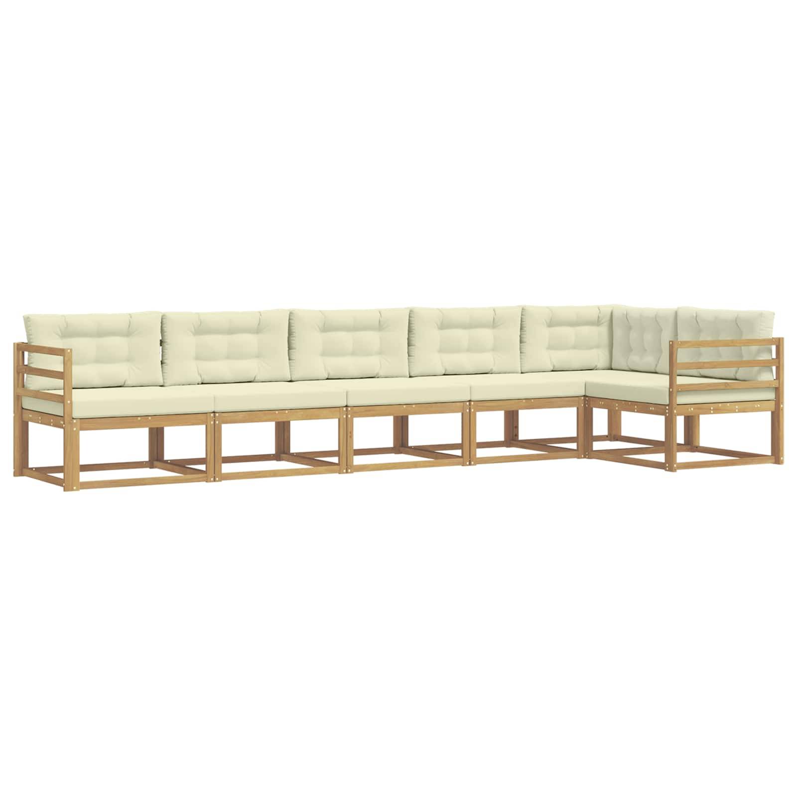 vidaXL Outdoor-Sofagarnitur mit Kissen 4 pcs Weiß und Creme Polyester