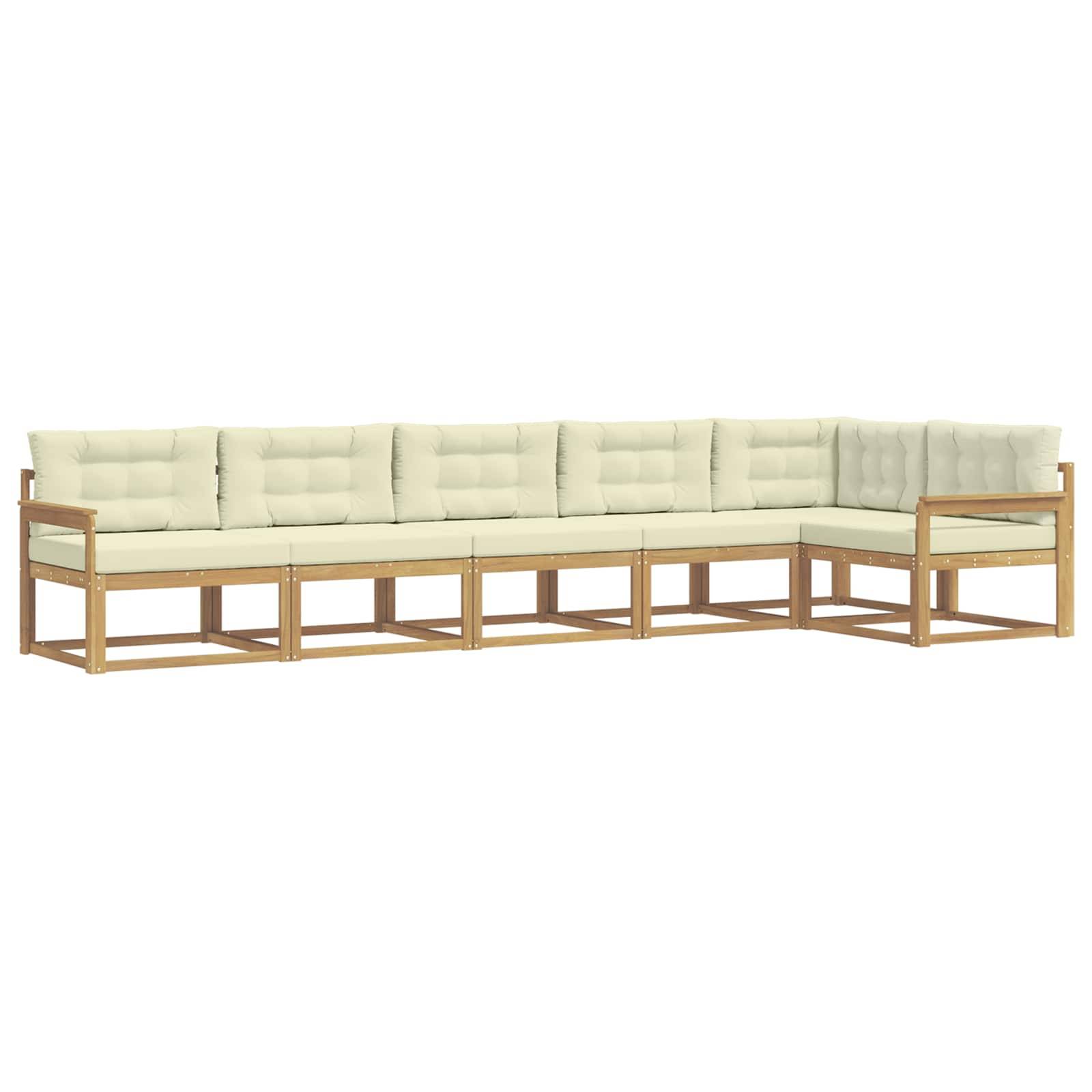 vidaXL Outdoor-Sofagarnitur mit Kissen 4 pcs Weiß und Creme Polyester
