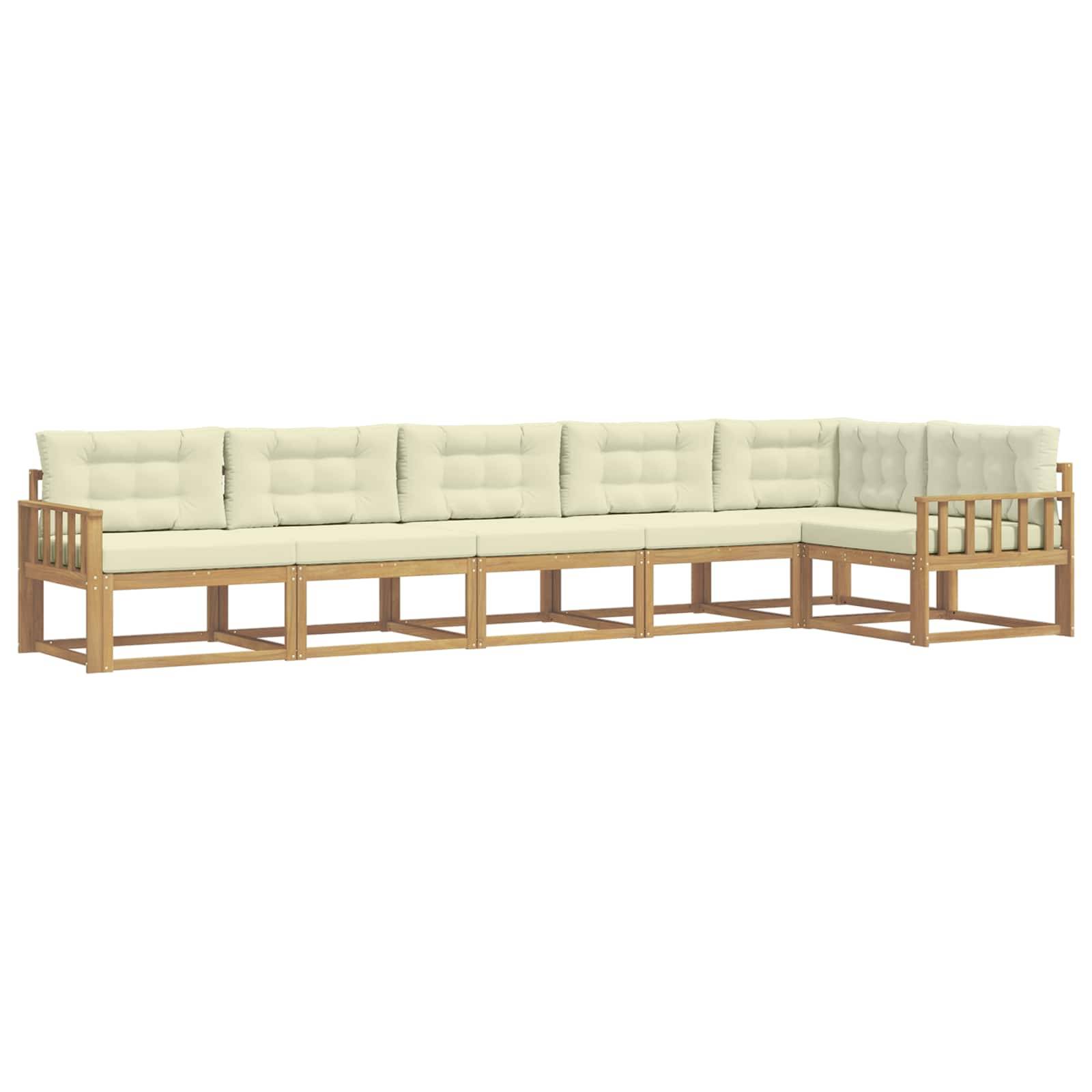 vidaXL Outdoor-Sofagarnitur mit Kissen 4 pcs Weiß und Creme Polyester
