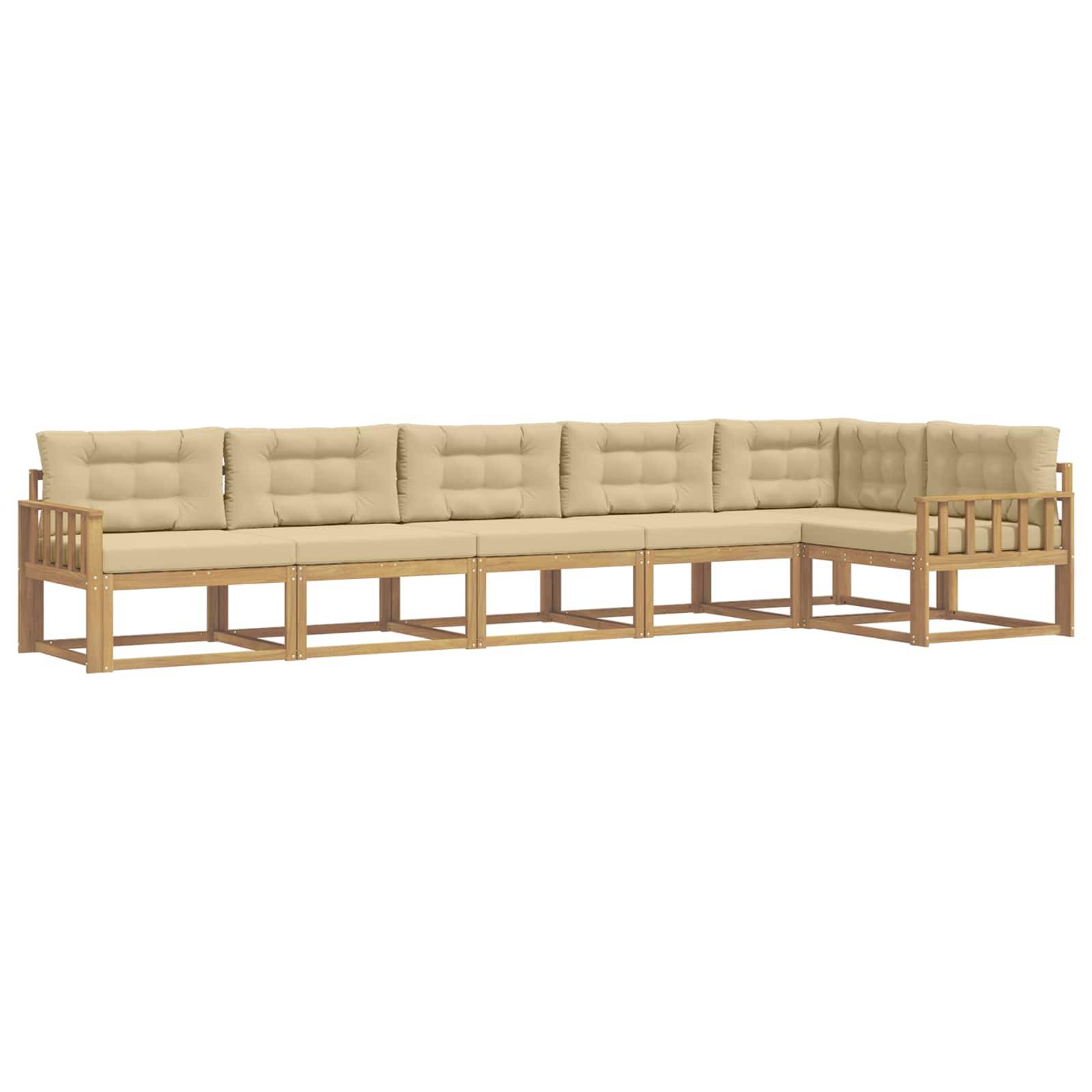 vidaXL Outdoor-Sofagarnitur mit Kissen 4 pcs Weiß und Beige Polyester