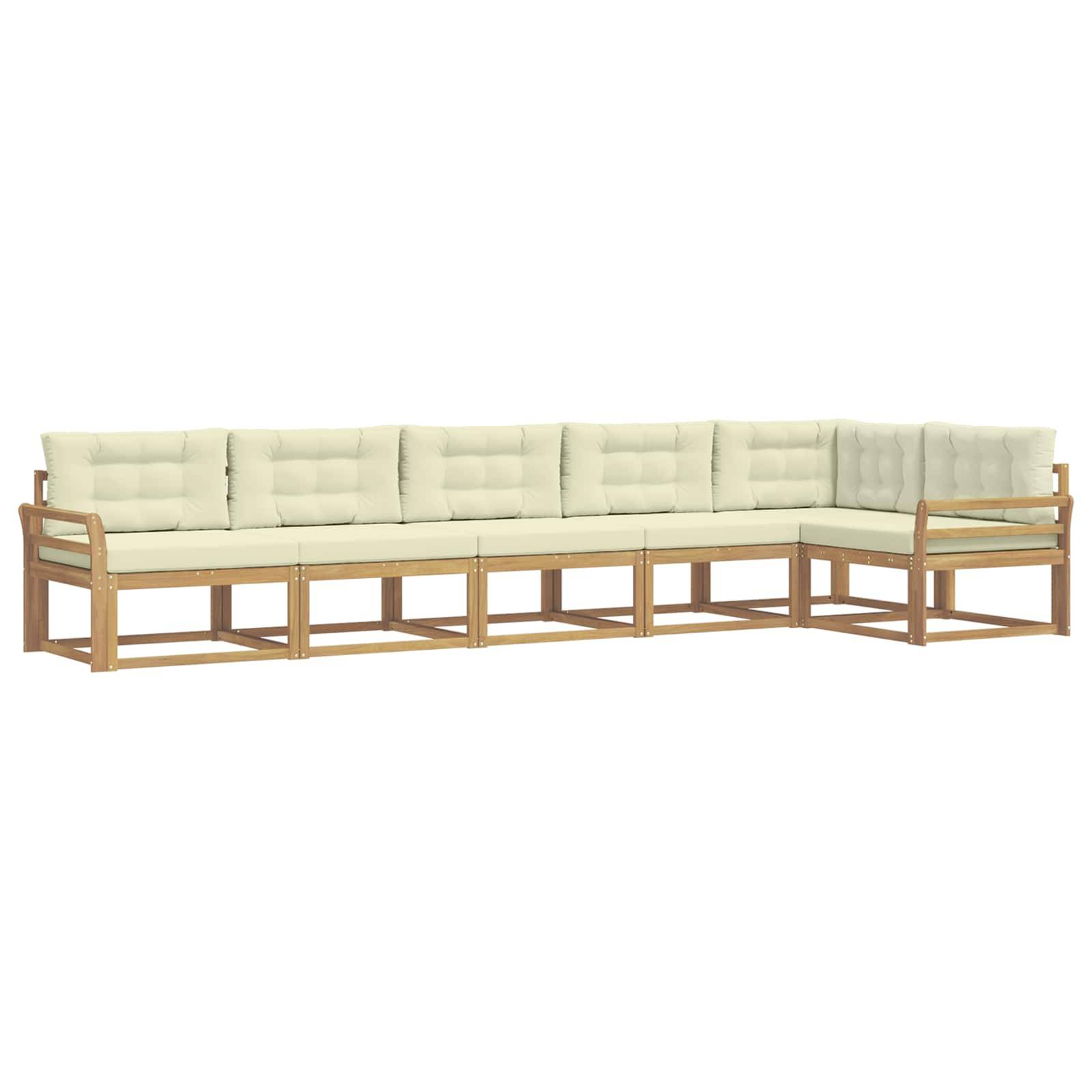 vidaXL Outdoor-Sofagarnitur mit Kissen 4 pcs Weiß und Creme Polyester