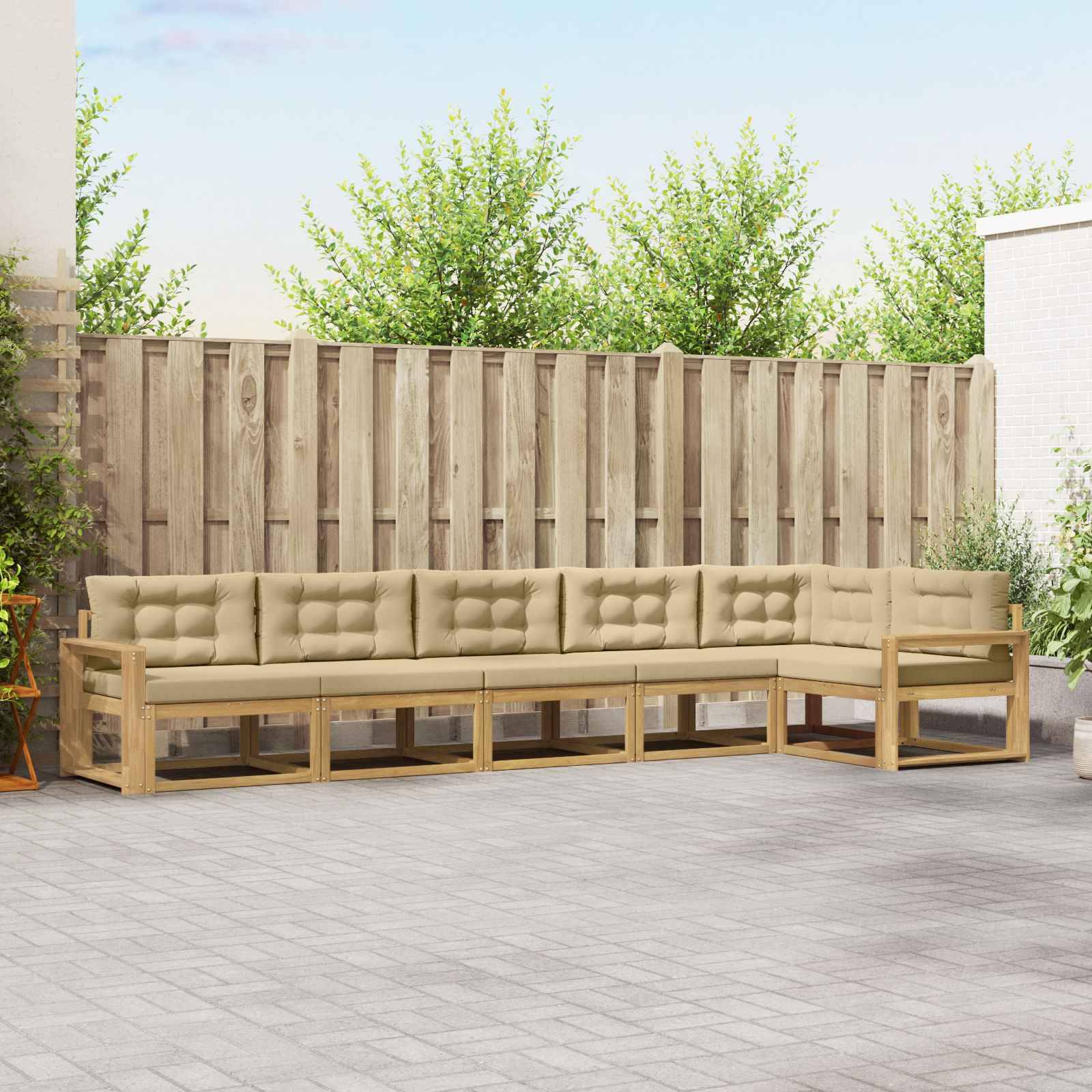 vidaXL Outdoor-Sofagarnitur mit Kissen 4 pcs Weiß und Beige Polyester