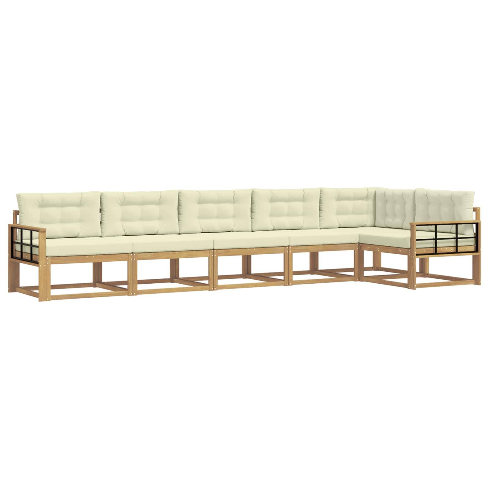 vidaXL Outdoor-Sofagarnitur mit Kissen 4 pcs Weiß und Creme Polyester