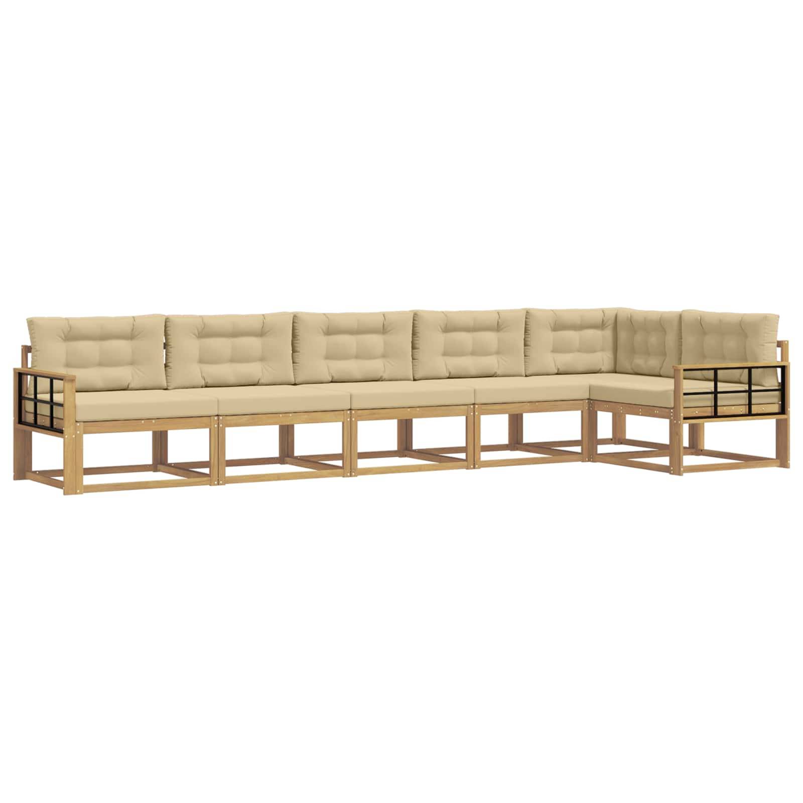 vidaXL Outdoor-Sofagarnitur mit Kissen 4 pcs Weiß und Beige Polyester