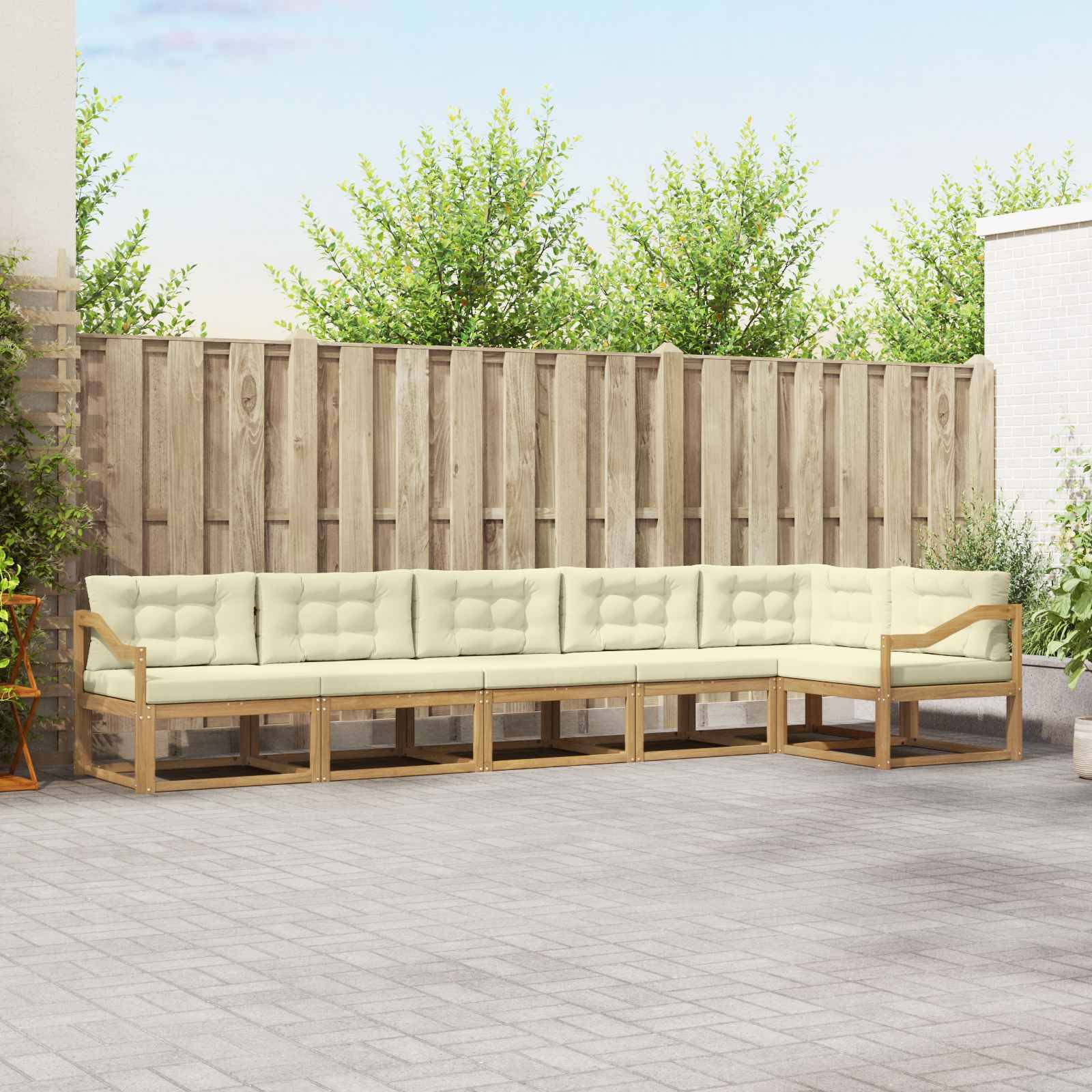 vidaXL Outdoor-Sofagarnitur mit Kissen 4 pcs Weiß und Creme Polyester