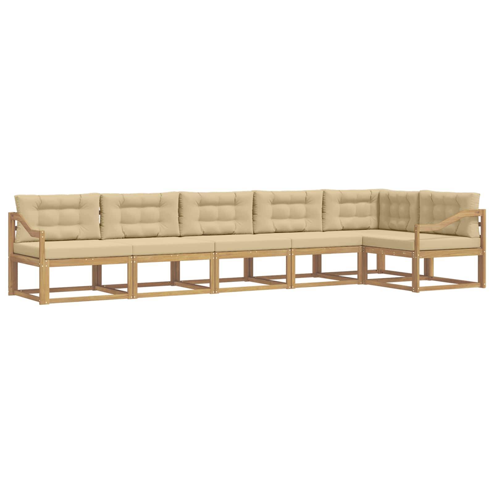 vidaXL Outdoor-Sofagarnitur mit Kissen 4 pcs Weiß und Beige Polyester