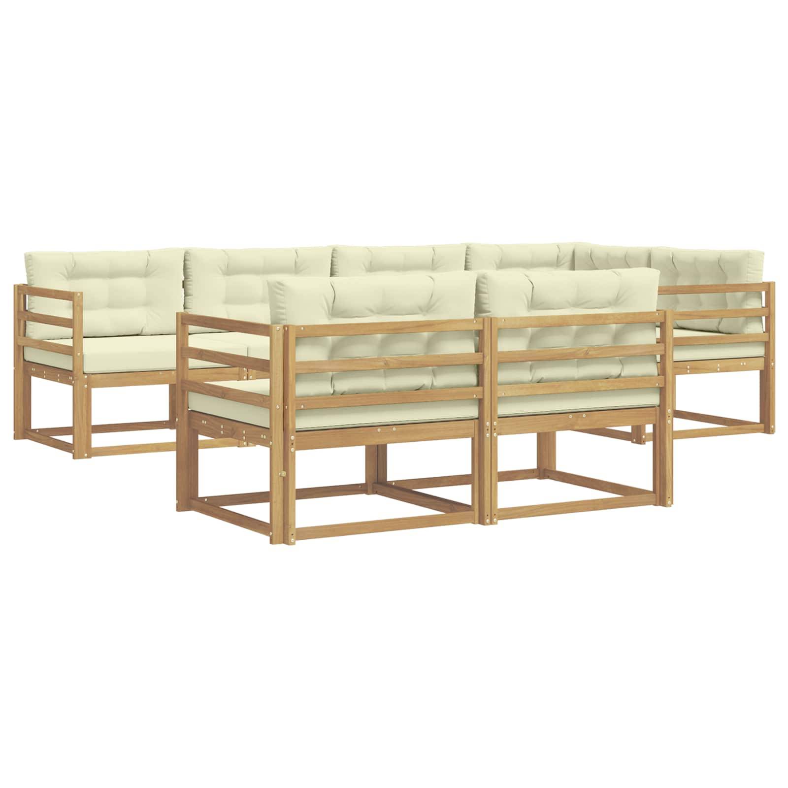 vidaXL Outdoor-Sofagarnitur mit Kissen 6 pcs Weiß und Creme Polyester