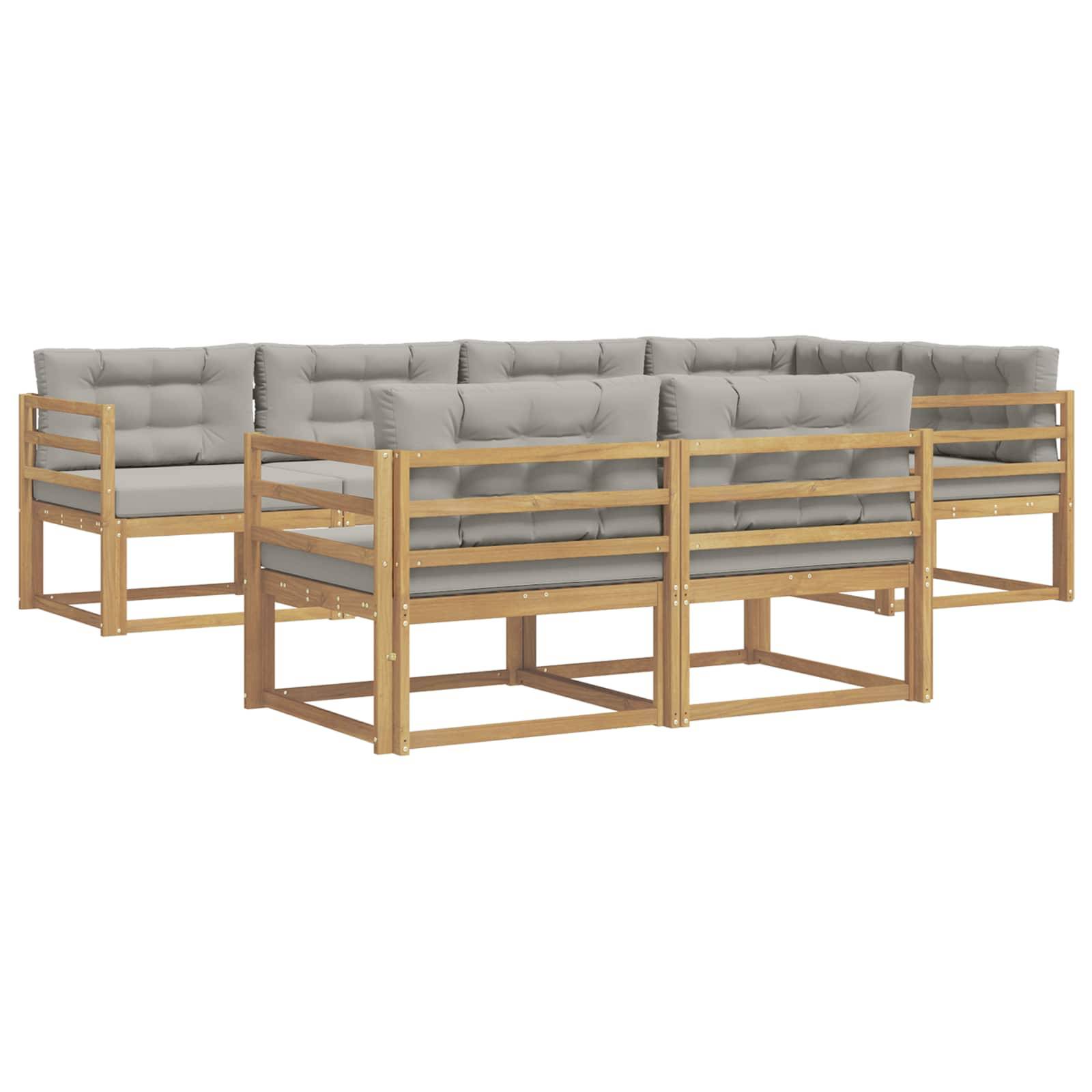 vidaXL Outdoor-Sofagarnitur 6 pcs Weiß und Hellgrau Polyester