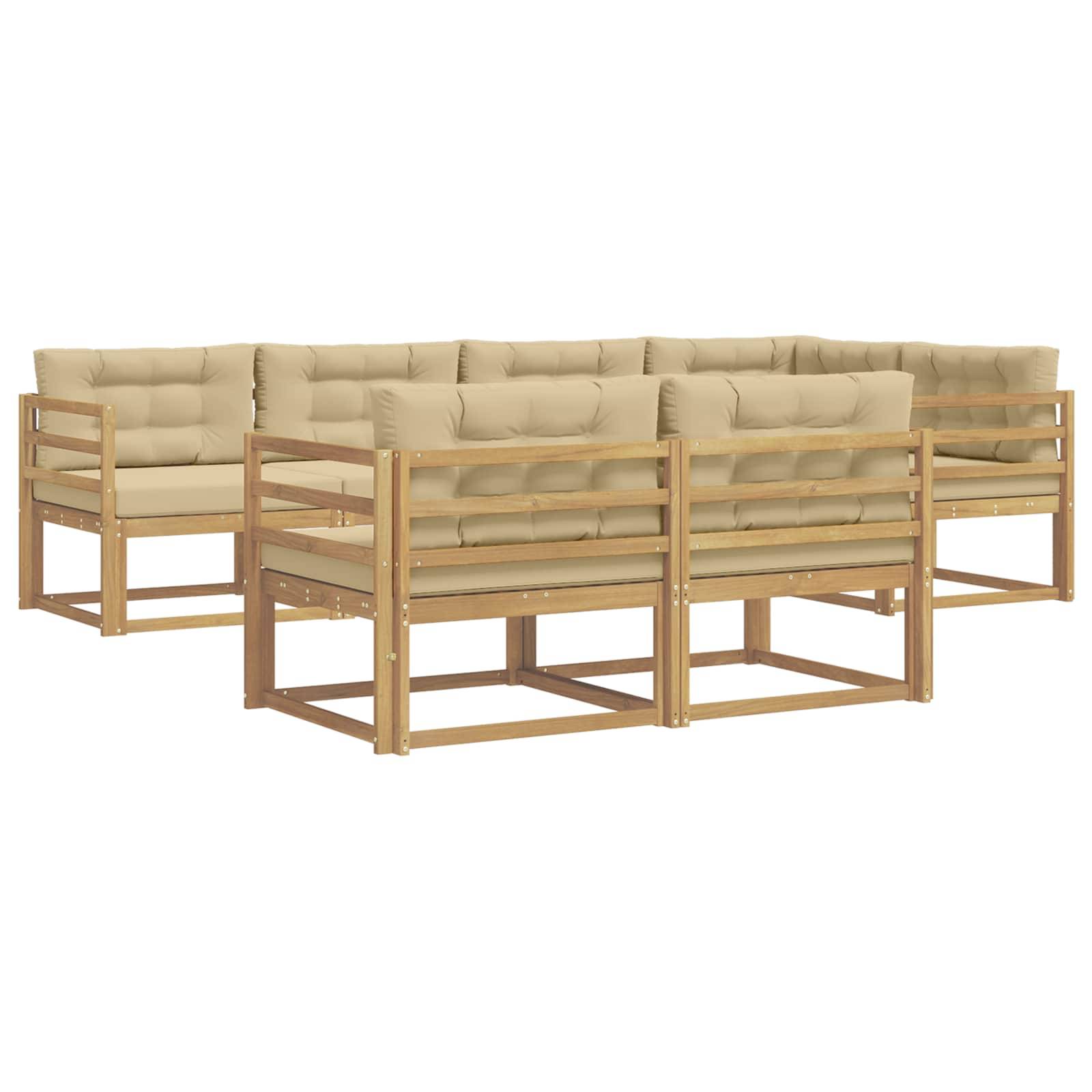 vidaXL Outdoor-Sofagarnitur mit Kissen 6 pcs Weiß und Beige Polyester