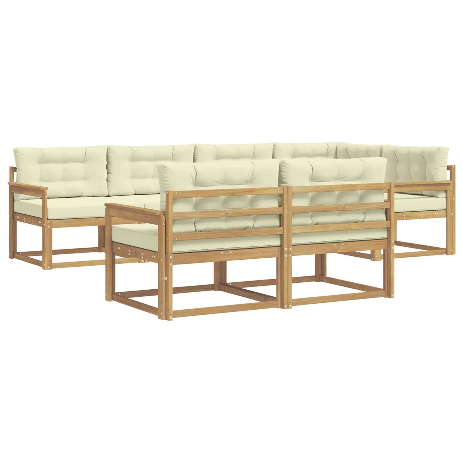 vidaXL Outdoor-Sofagarnitur mit Kissen 6 pcs Weiß und Creme Polyester