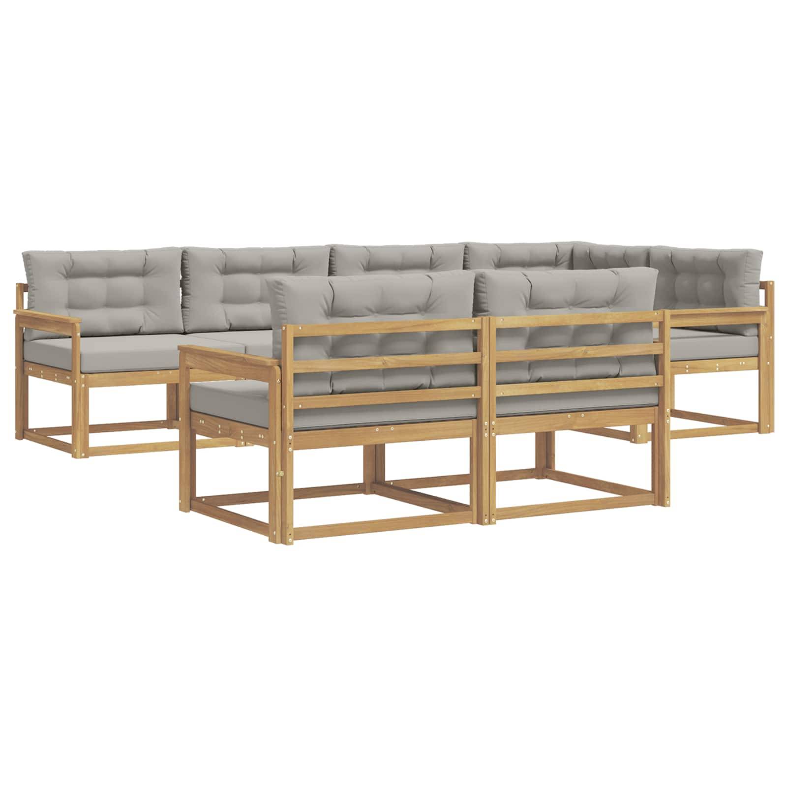 vidaXL Outdoor-Sofagarnitur 6 pcs Weiß und Hellgrau Polyester