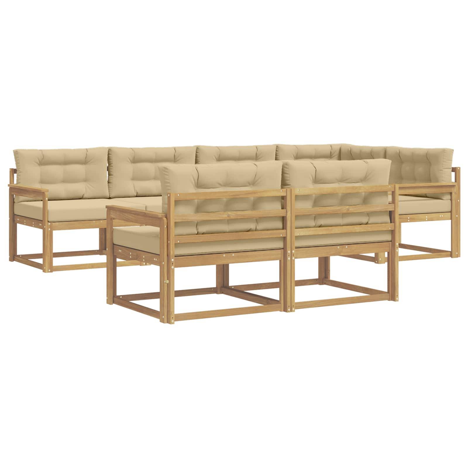 vidaXL Outdoor-Sofagarnitur mit Kissen 6 pcs Weiß und Beige Polyester