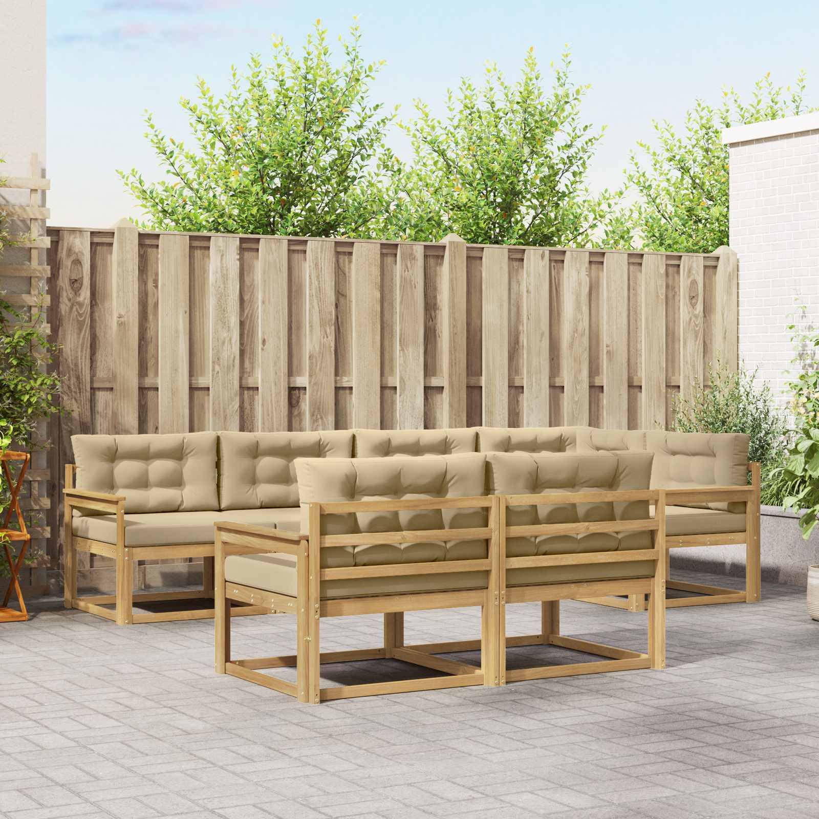 vidaXL Outdoor-Sofagarnitur mit Kissen 6 pcs Weiß und Beige Polyester