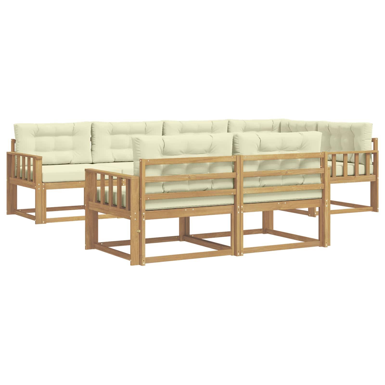 vidaXL Outdoor-Sofagarnitur mit Kissen 6 pcs Weiß und Creme Polyester