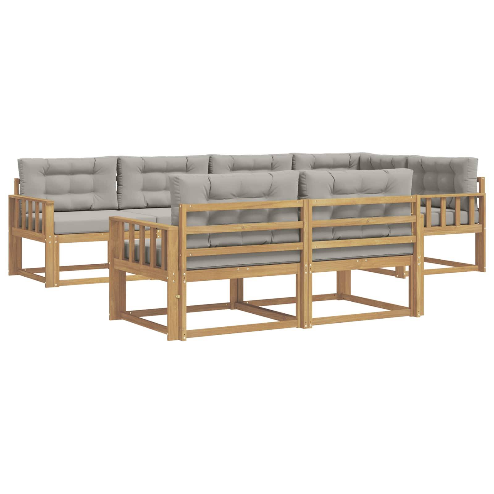 vidaXL Outdoor-Sofagarnitur 6 pcs Weiß und Hellgrau Polyester