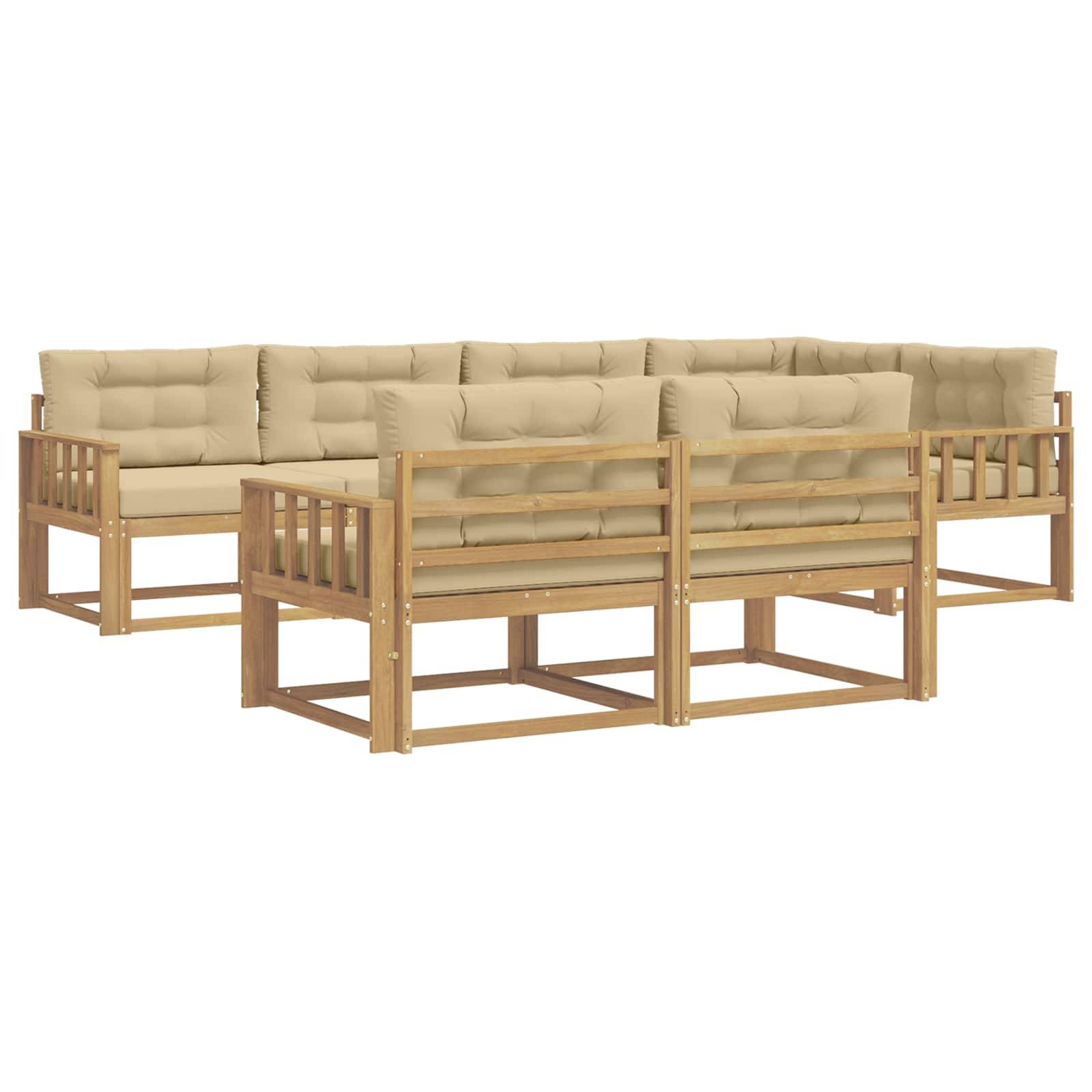 vidaXL Outdoor-Sofagarnitur mit Kissen 6 pcs Weiß und Beige Polyester