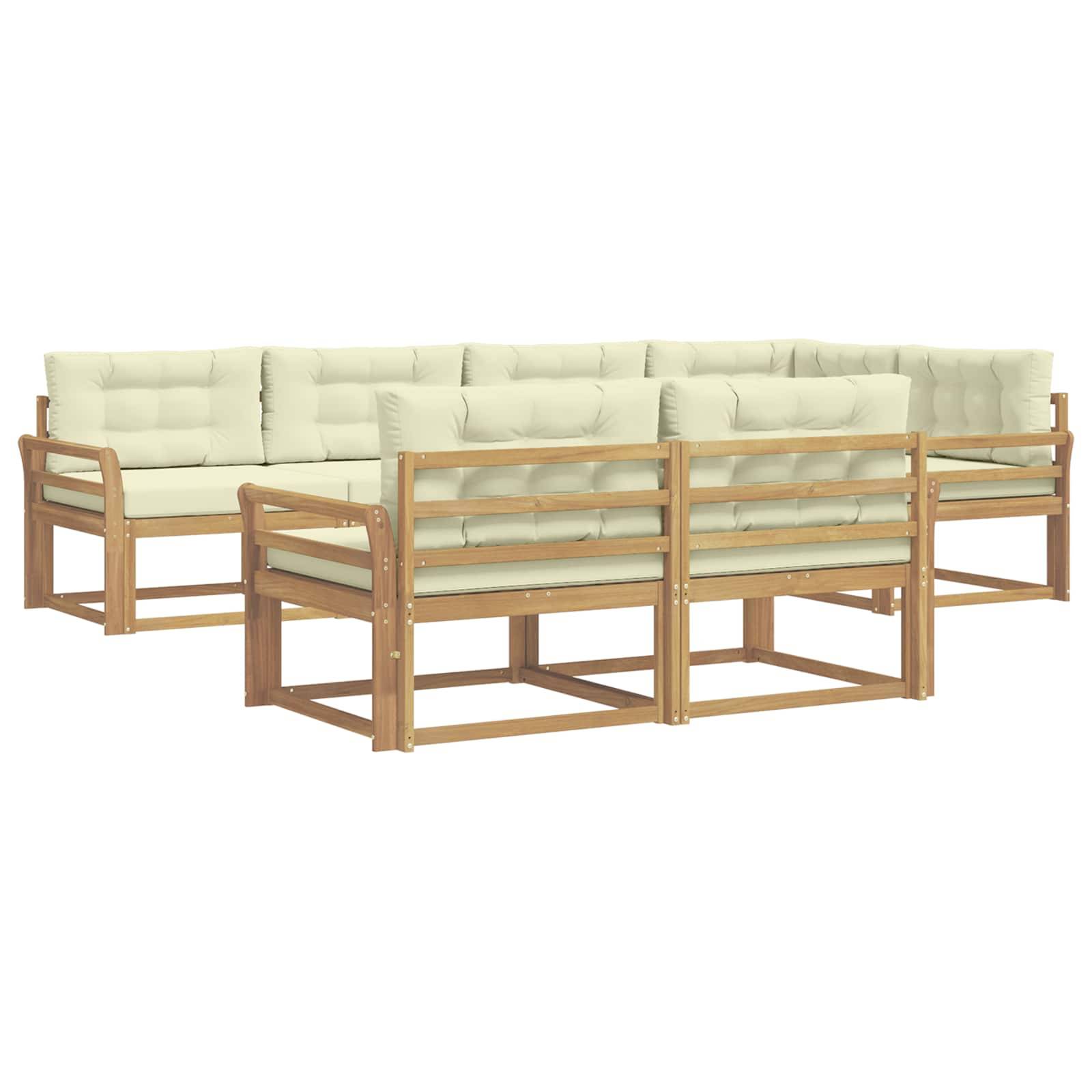 vidaXL Outdoor-Sofagarnitur mit Kissen 6 pcs Weiß und Creme Polyester