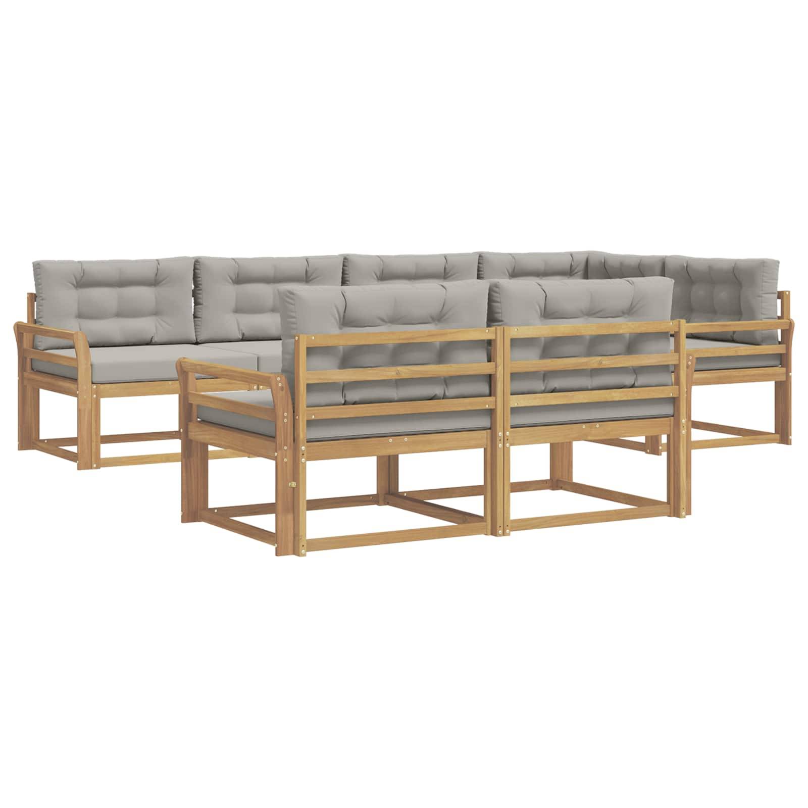 vidaXL Outdoor-Sofagarnitur 6 pcs Weiß und Hellgrau Polyester