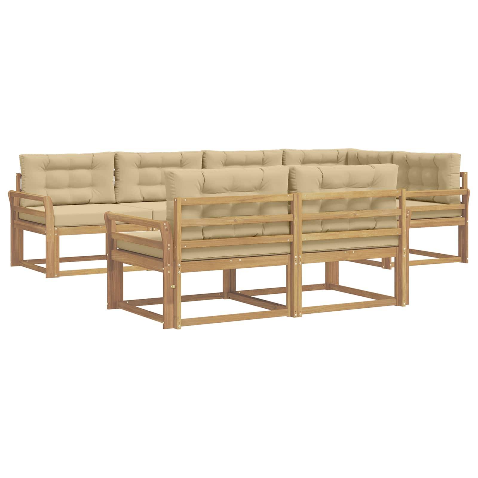 vidaXL Outdoor-Sofagarnitur mit Kissen 6 pcs Weiß und Beige Polyester