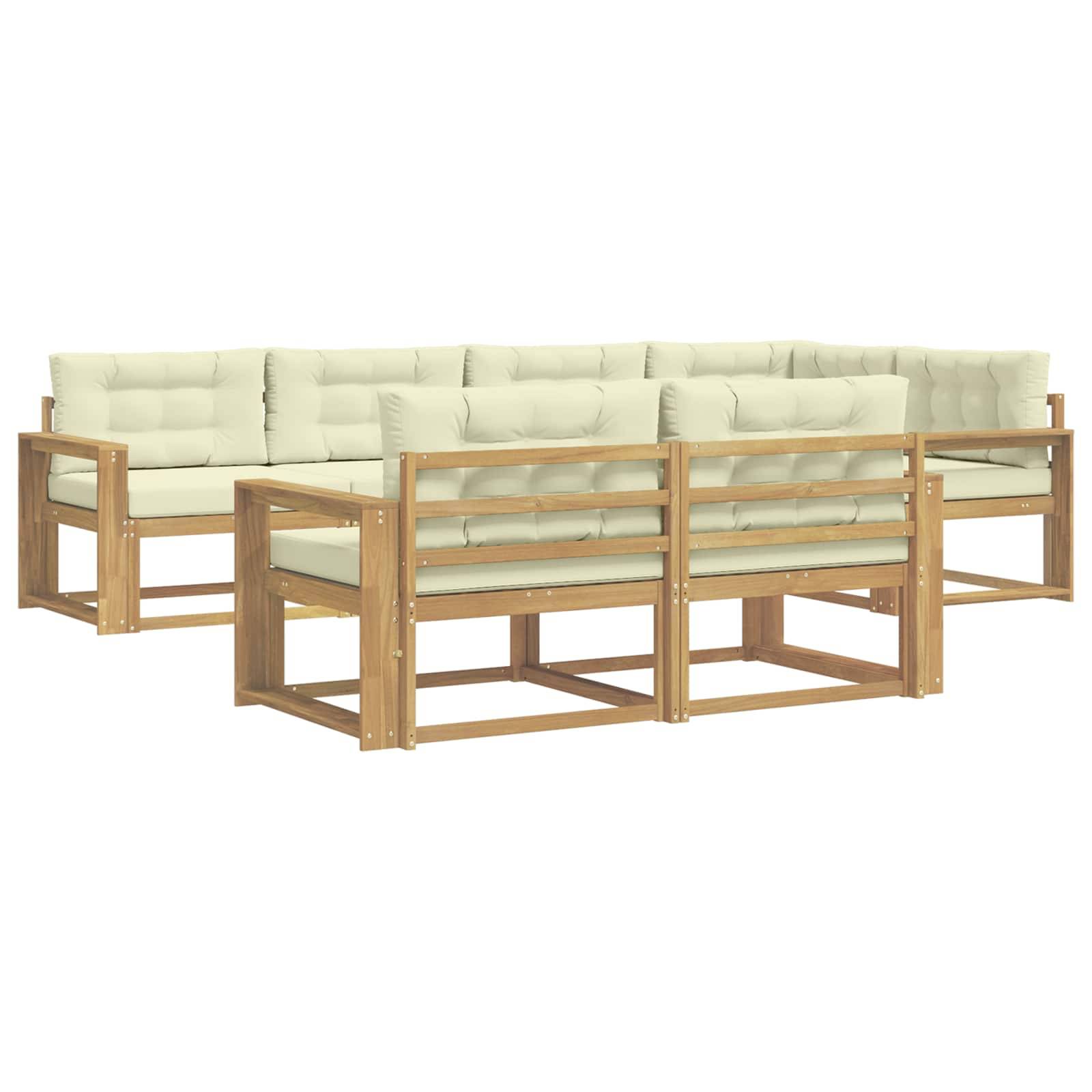 vidaXL Outdoor-Sofagarnitur mit Kissen 6 pcs Weiß und Creme Polyester