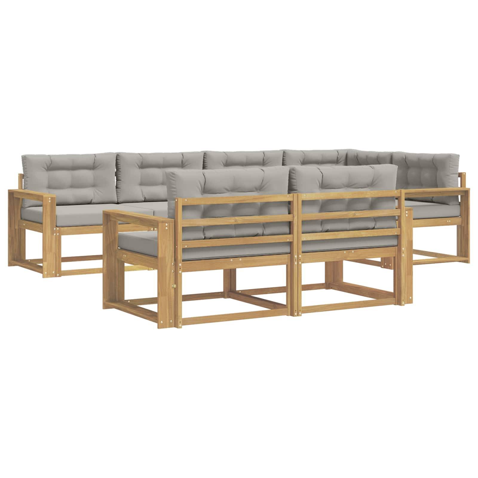 vidaXL Outdoor-Sofagarnitur 6 pcs Weiß und Hellgrau Polyester