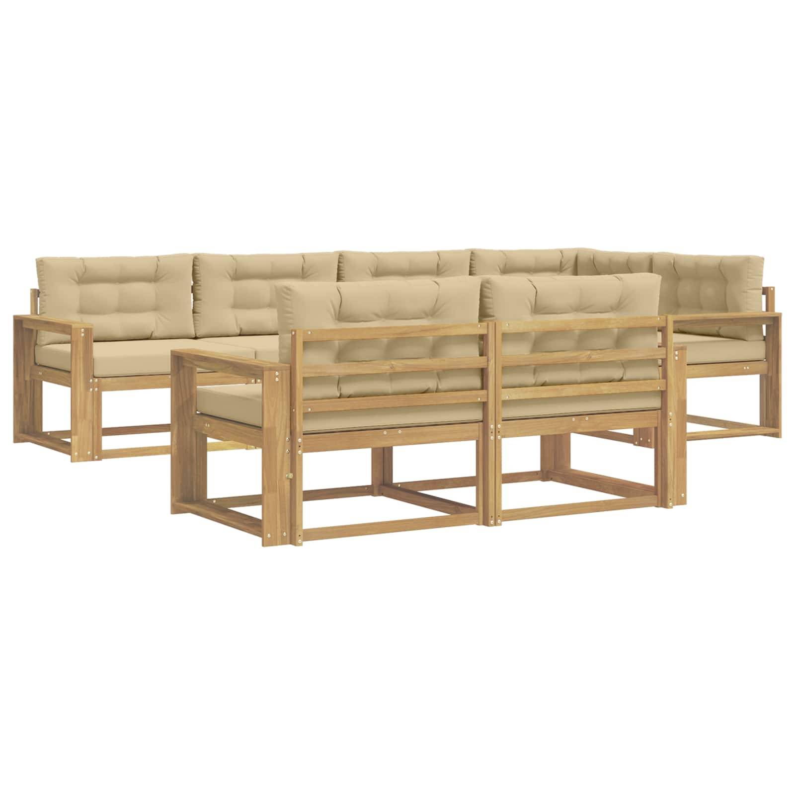 vidaXL Outdoor-Sofagarnitur mit Kissen 6 pcs Weiß und Beige Polyester
