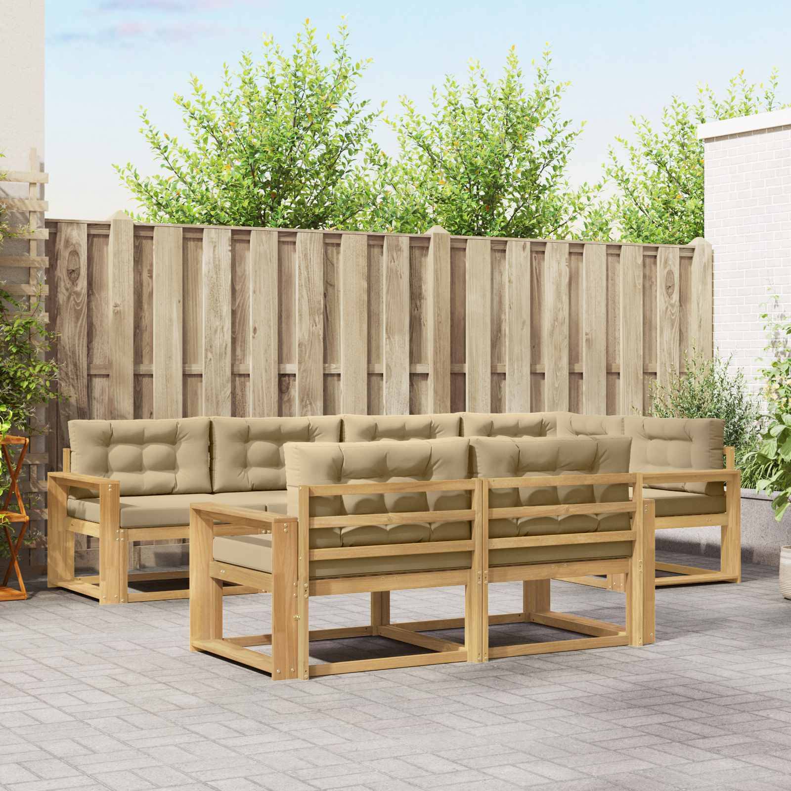 vidaXL Outdoor-Sofagarnitur mit Kissen 6 pcs Weiß und Beige Polyester