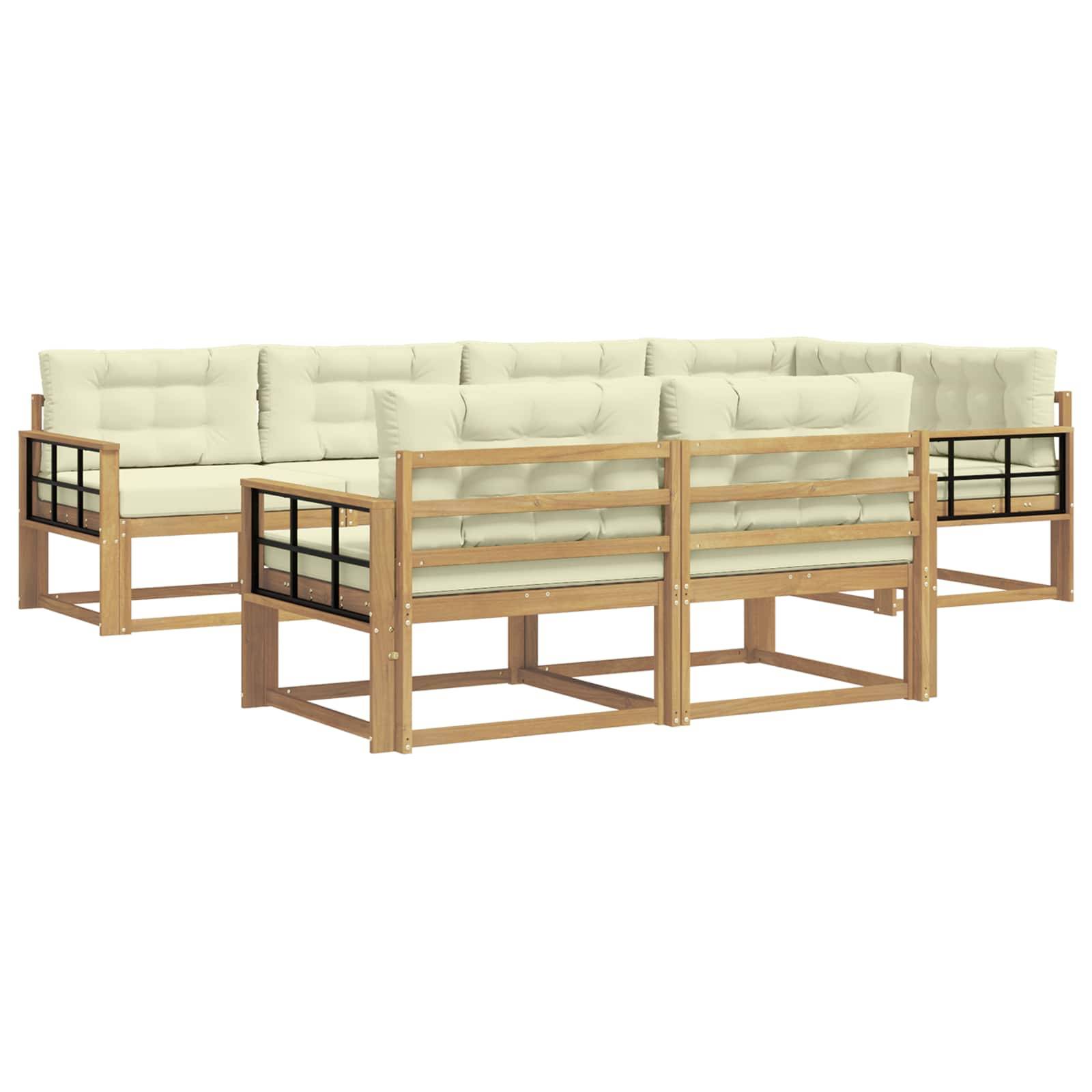 vidaXL Outdoor-Sofagarnitur mit Kissen 6 pcs Weiß und Creme Polyester