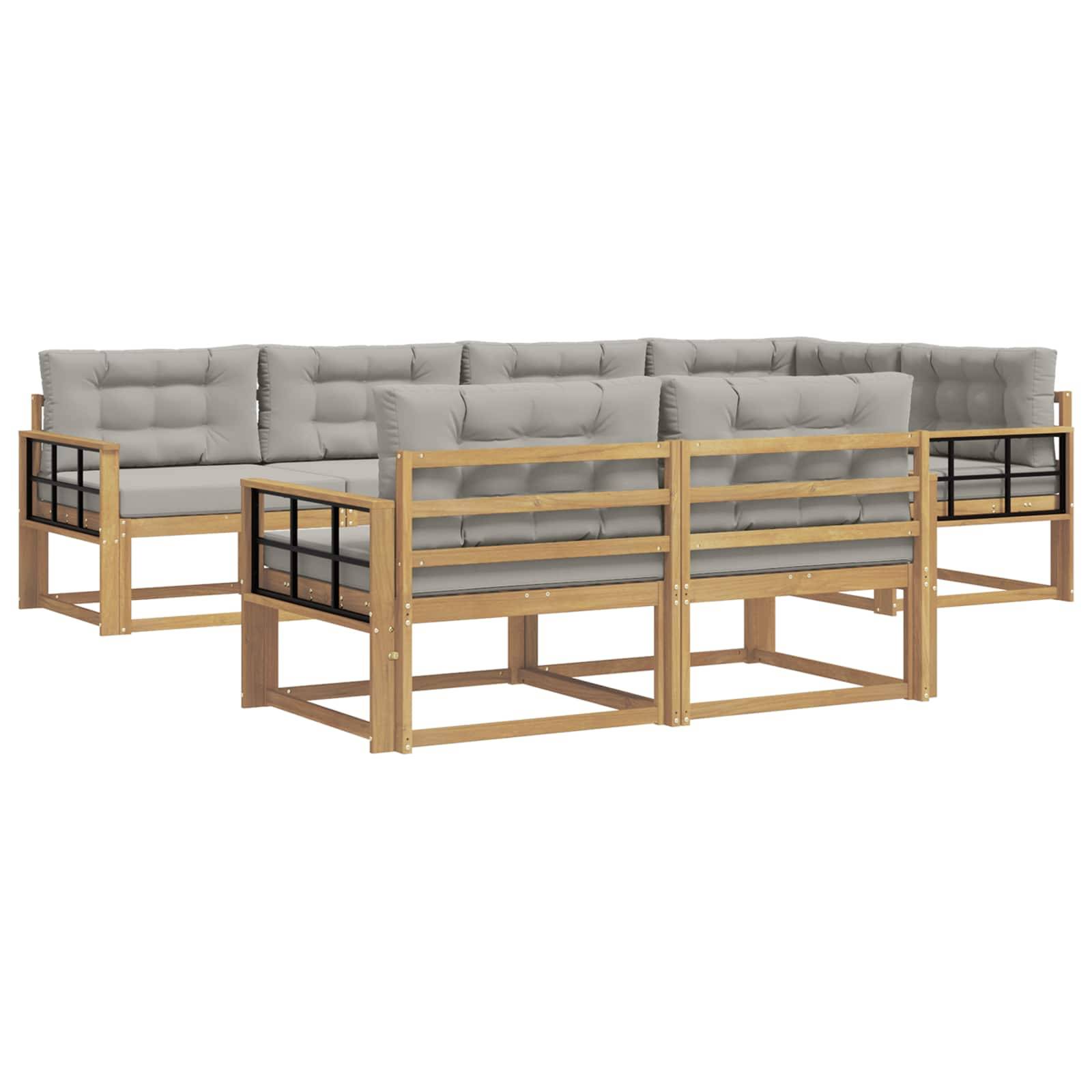 vidaXL Outdoor-Sofagarnitur 6 pcs Weiß und Hellgrau Polyester