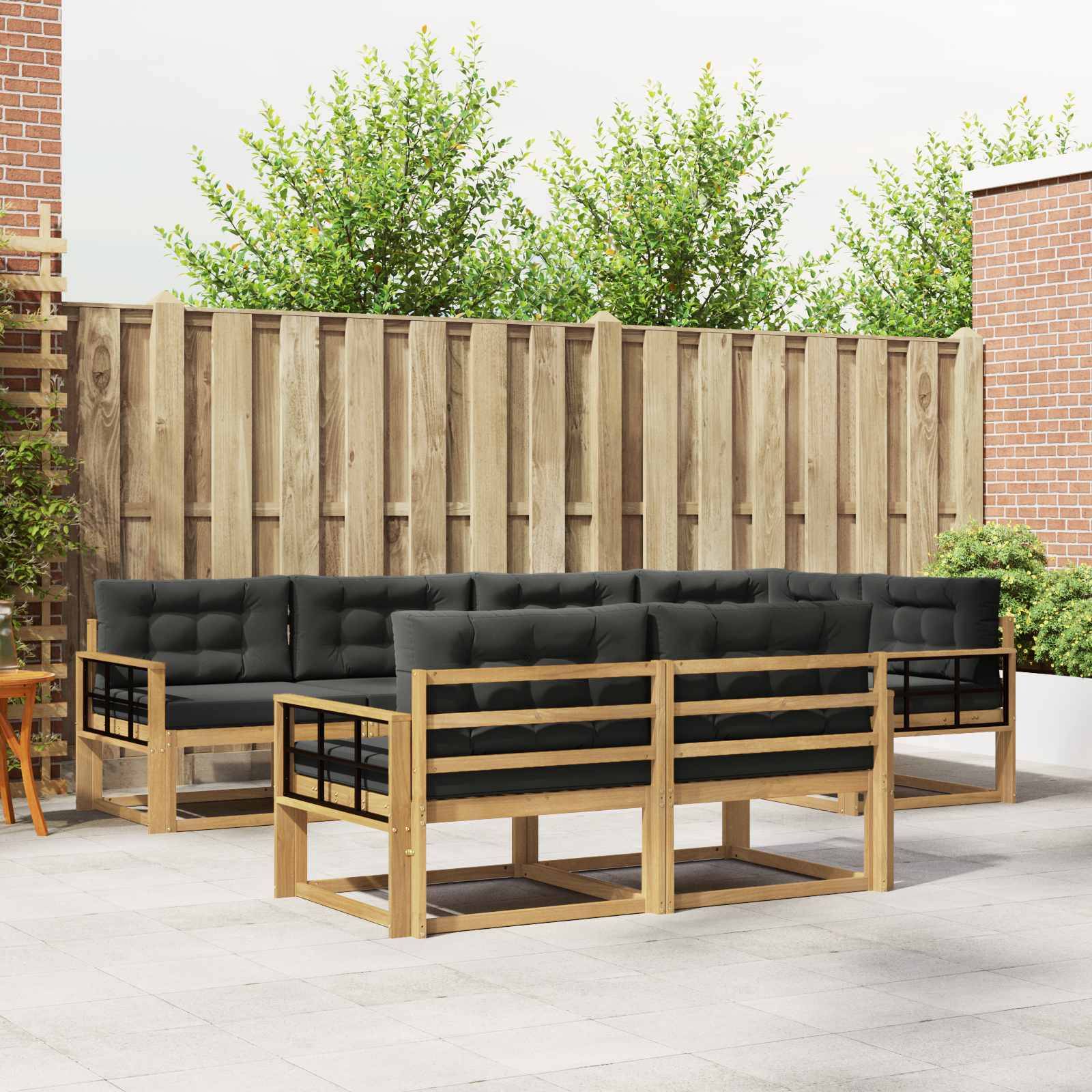vidaXL Outdoor-Sofagarnitur 6 pcs Weiß und Anthrazit Polyester