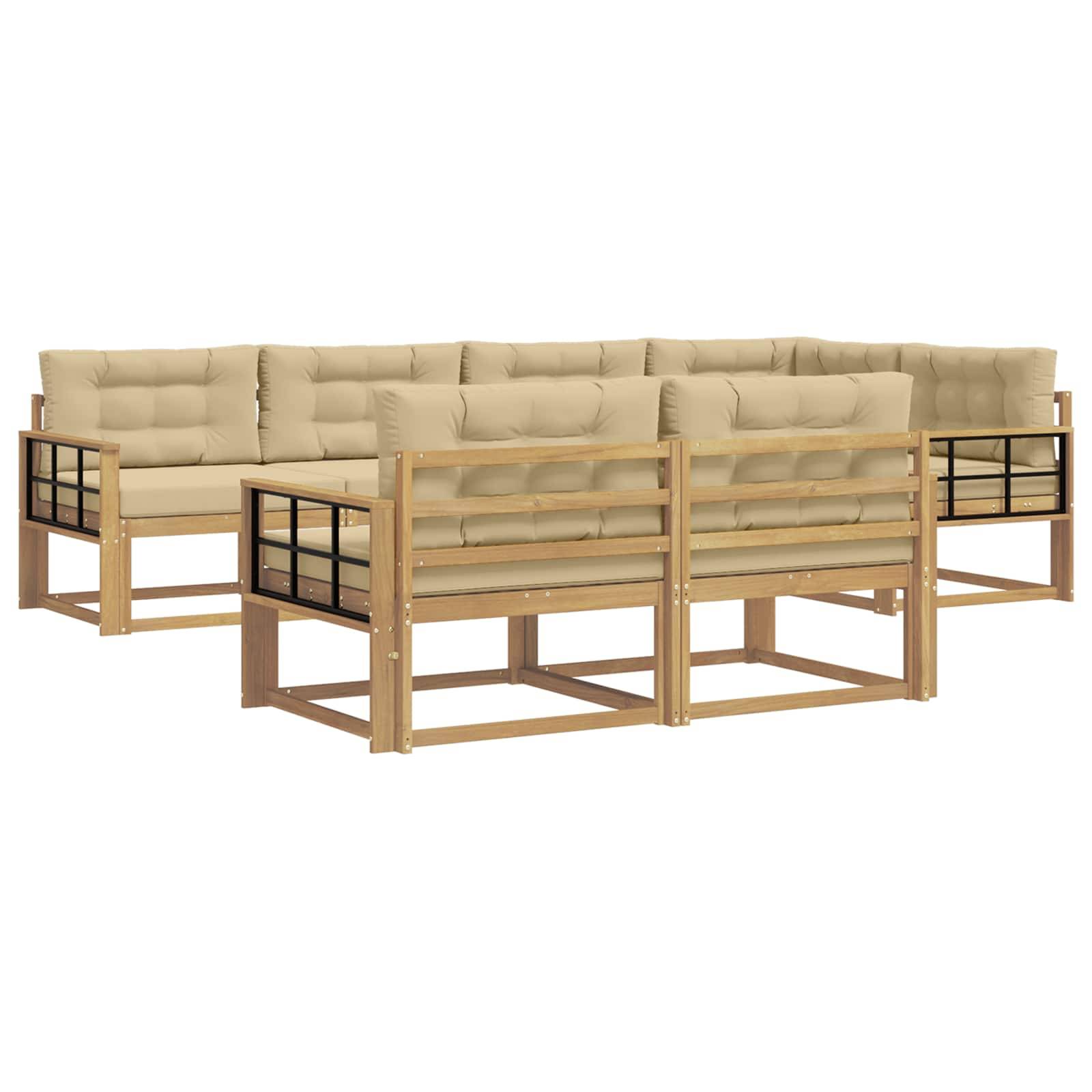 vidaXL Outdoor-Sofagarnitur mit Kissen 6 pcs Weiß und Beige Polyester