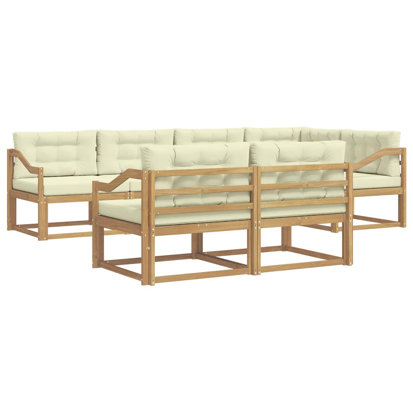 vidaXL Outdoor-Sofagarnitur mit Kissen 6 pcs Weiß und Creme Polyester