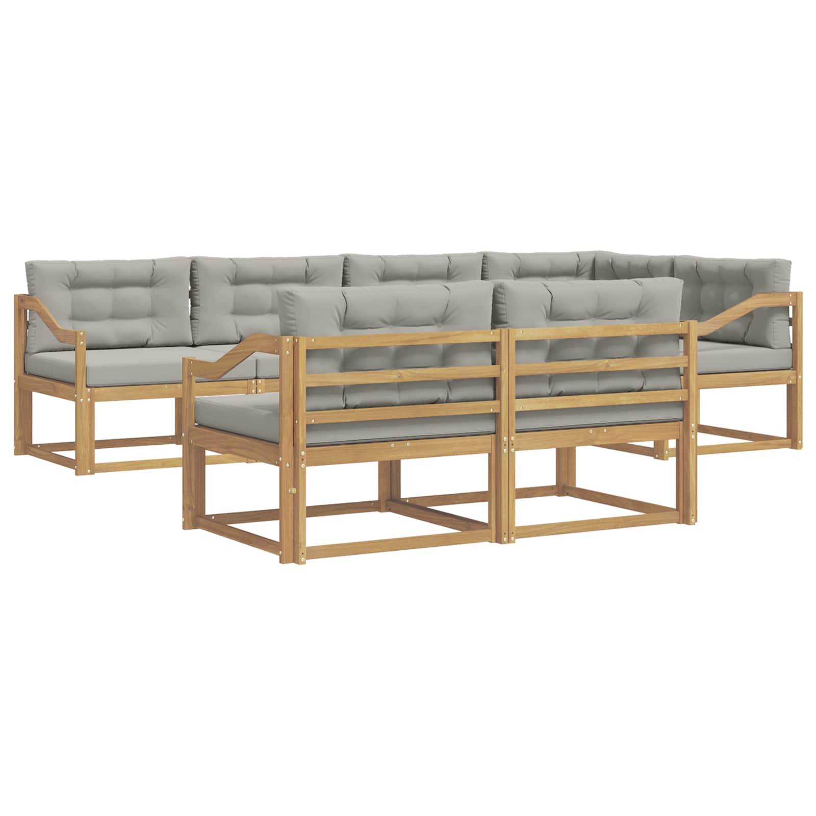vidaXL Outdoor-Sofagarnitur 6 pcs Weiß und Hellgrau Polyester