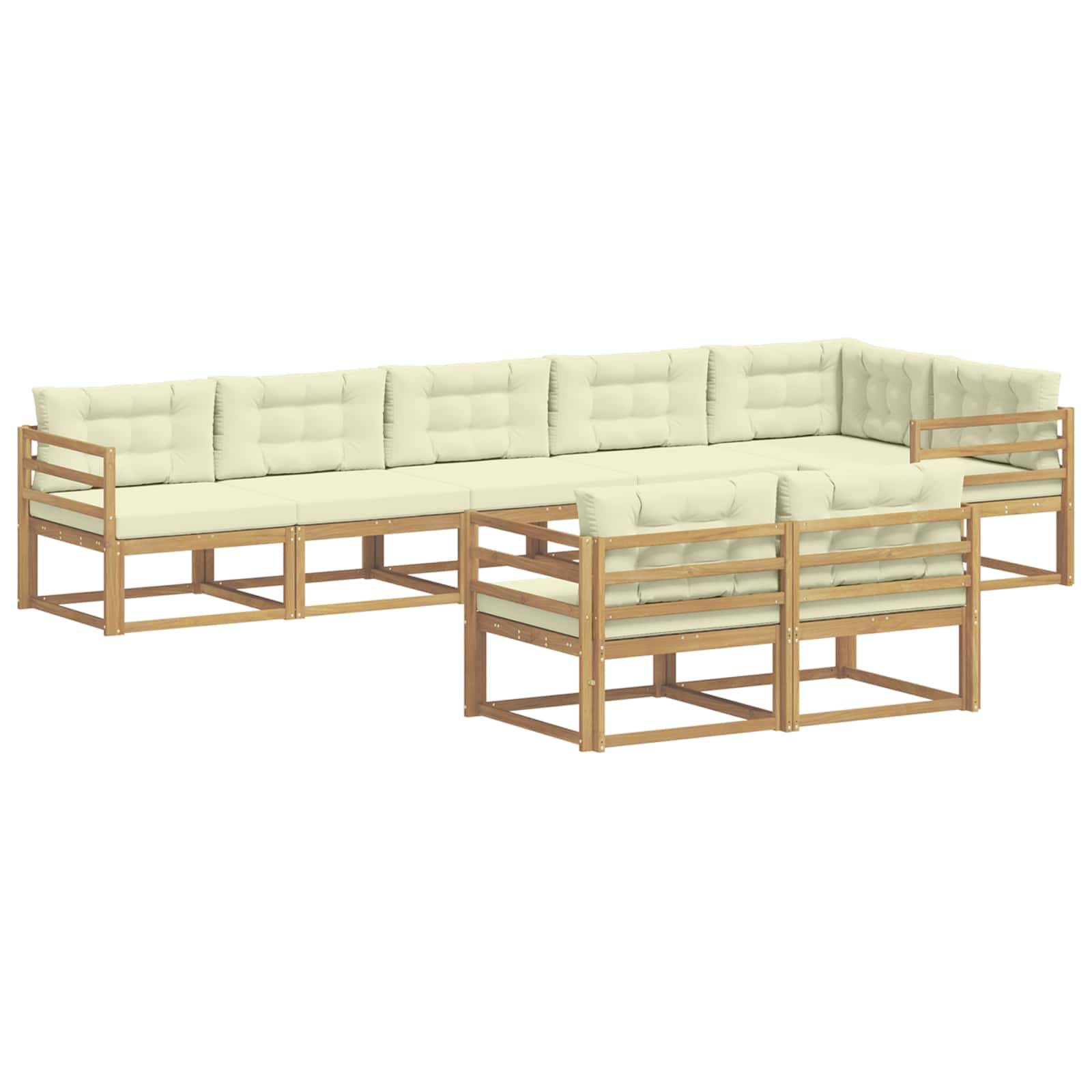 vidaXL Outdoor-Sofagarnitur mit Kissen 6 pcs Weiß und Creme Polyester