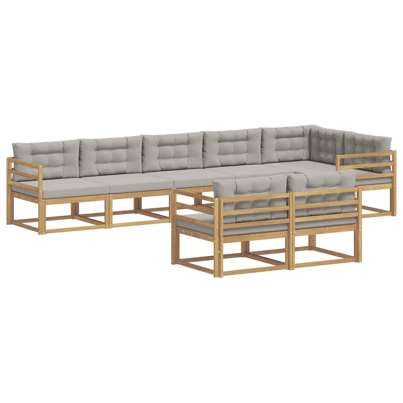vidaXL Outdoor-Sofagarnitur 6 pcs Weiß und Hellgrau Polyester