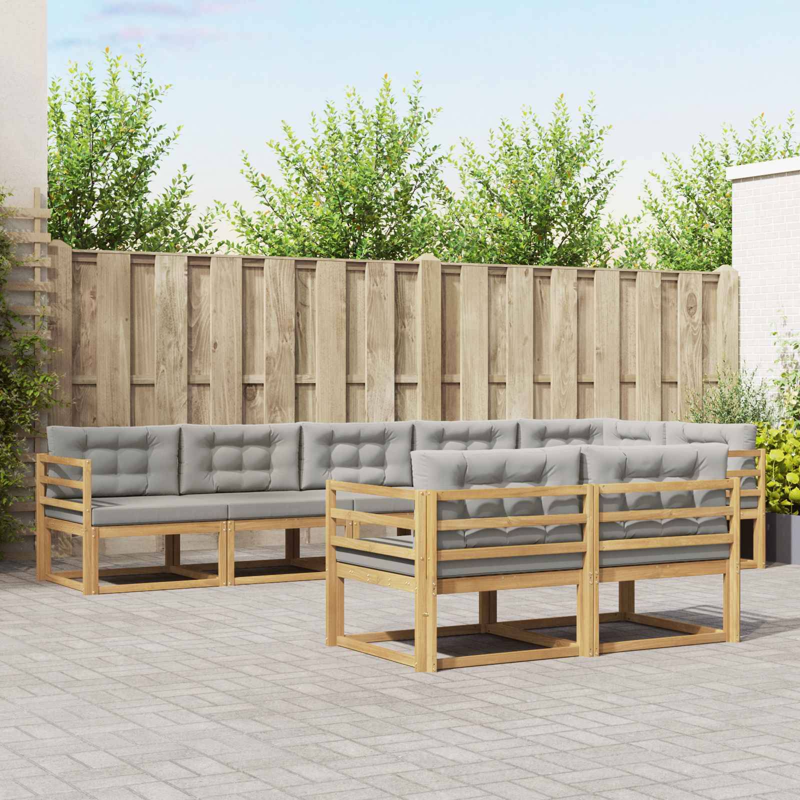 vidaXL Outdoor-Sofagarnitur 6 pcs Weiß und Hellgrau Polyester