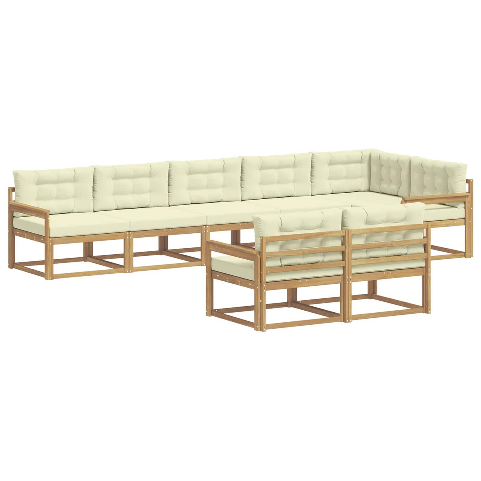 vidaXL Outdoor-Sofagarnitur mit Kissen 6 pcs Weiß und Creme Polyester