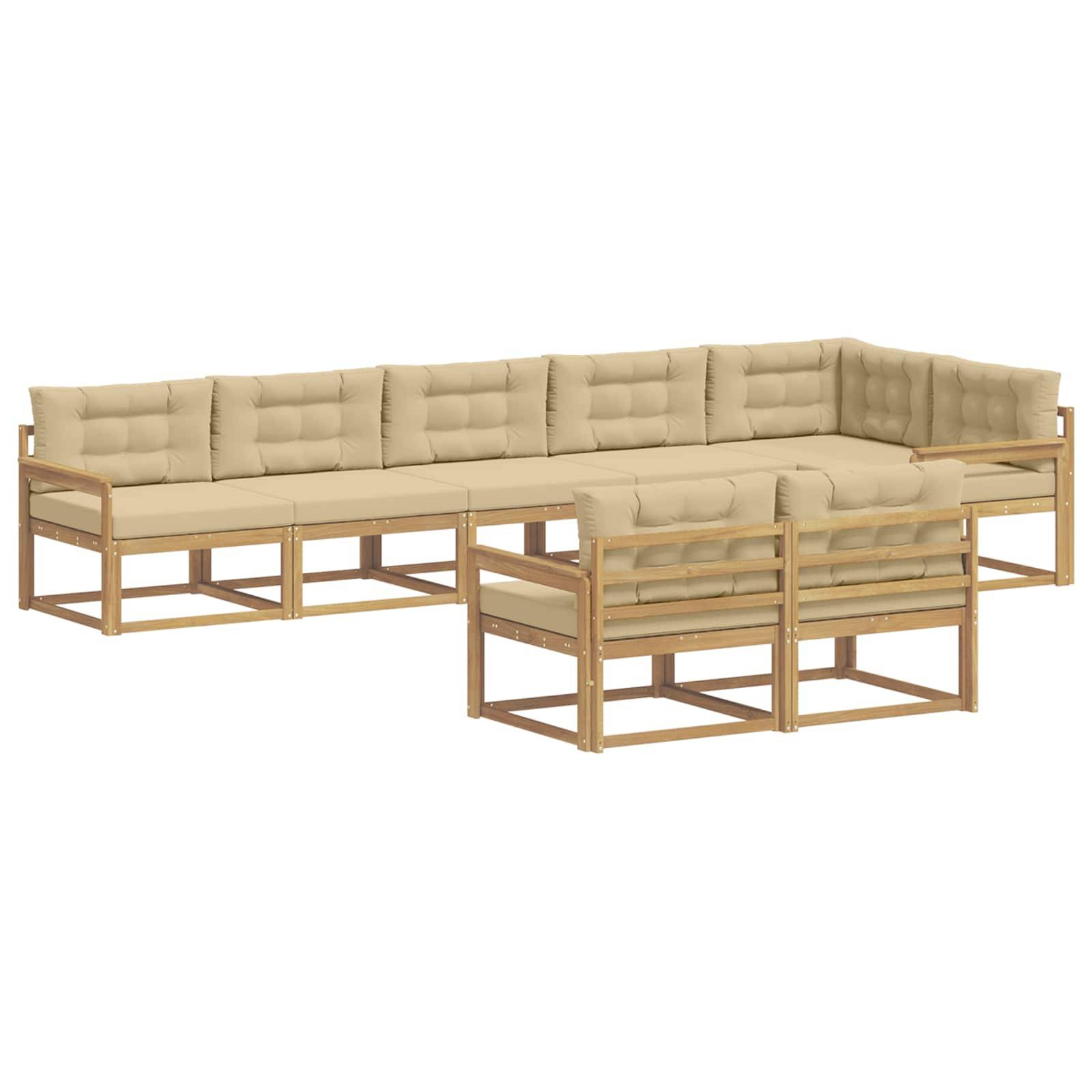 vidaXL Outdoor-Sofagarnitur mit Kissen 6 pcs Weiß und Beige Polyester