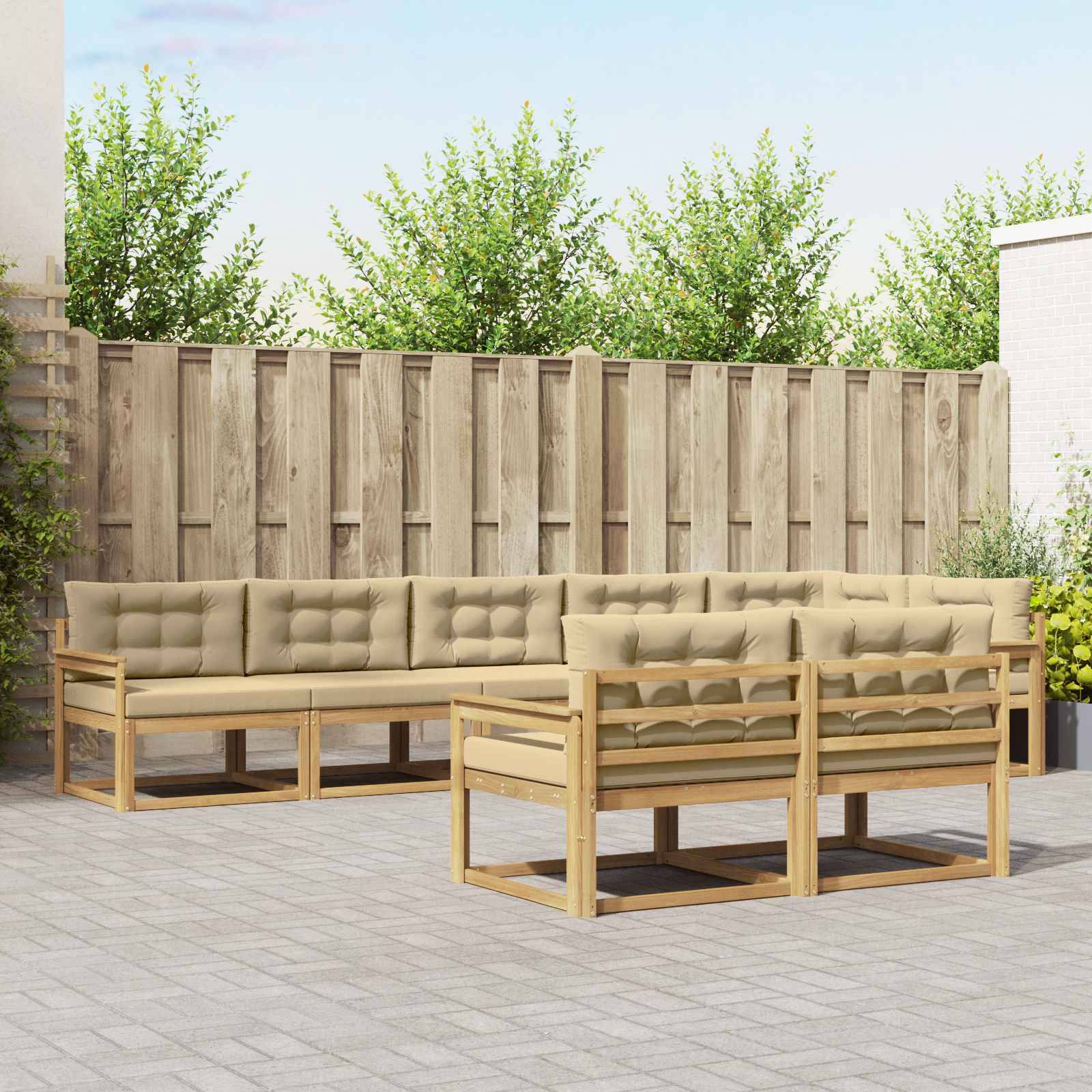 vidaXL Outdoor-Sofagarnitur mit Kissen 6 pcs Weiß und Beige Polyester